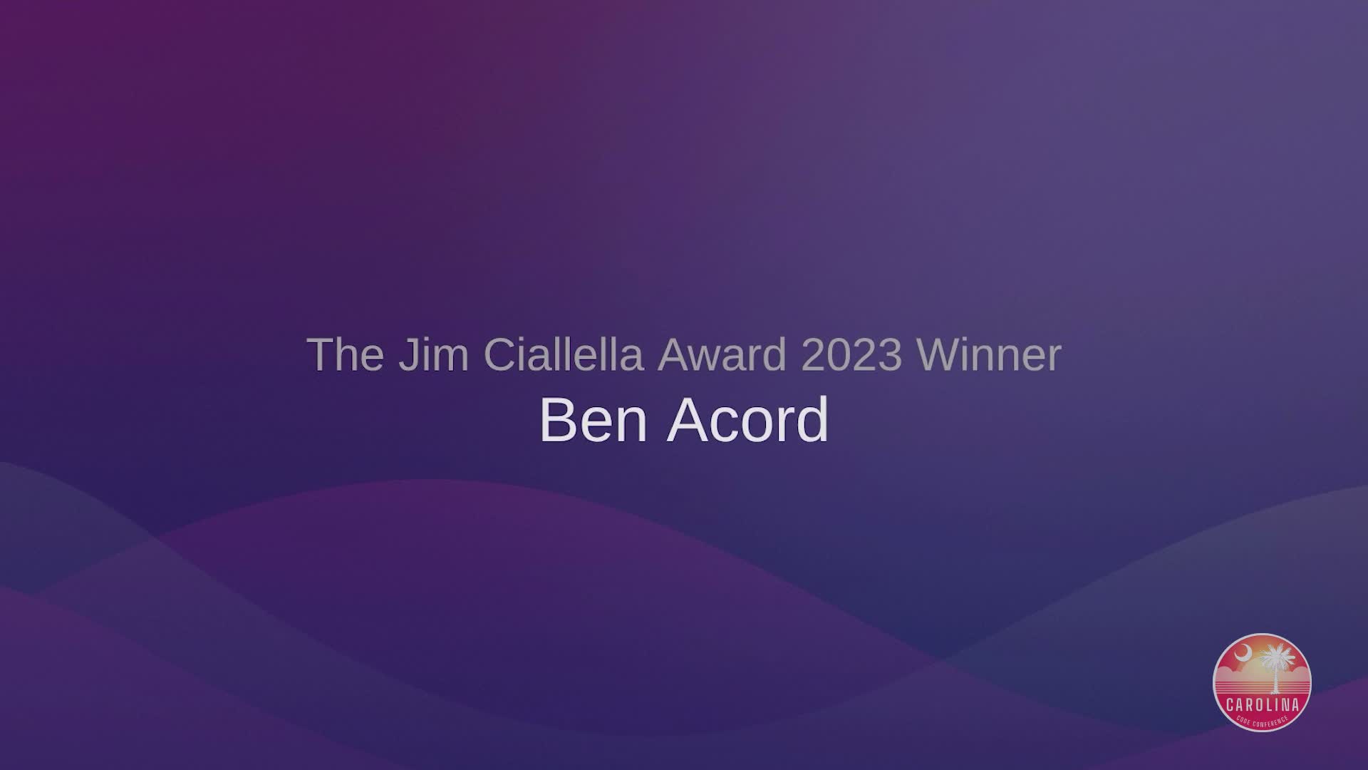 Ben Acord receiving the Jimmy C. Award
