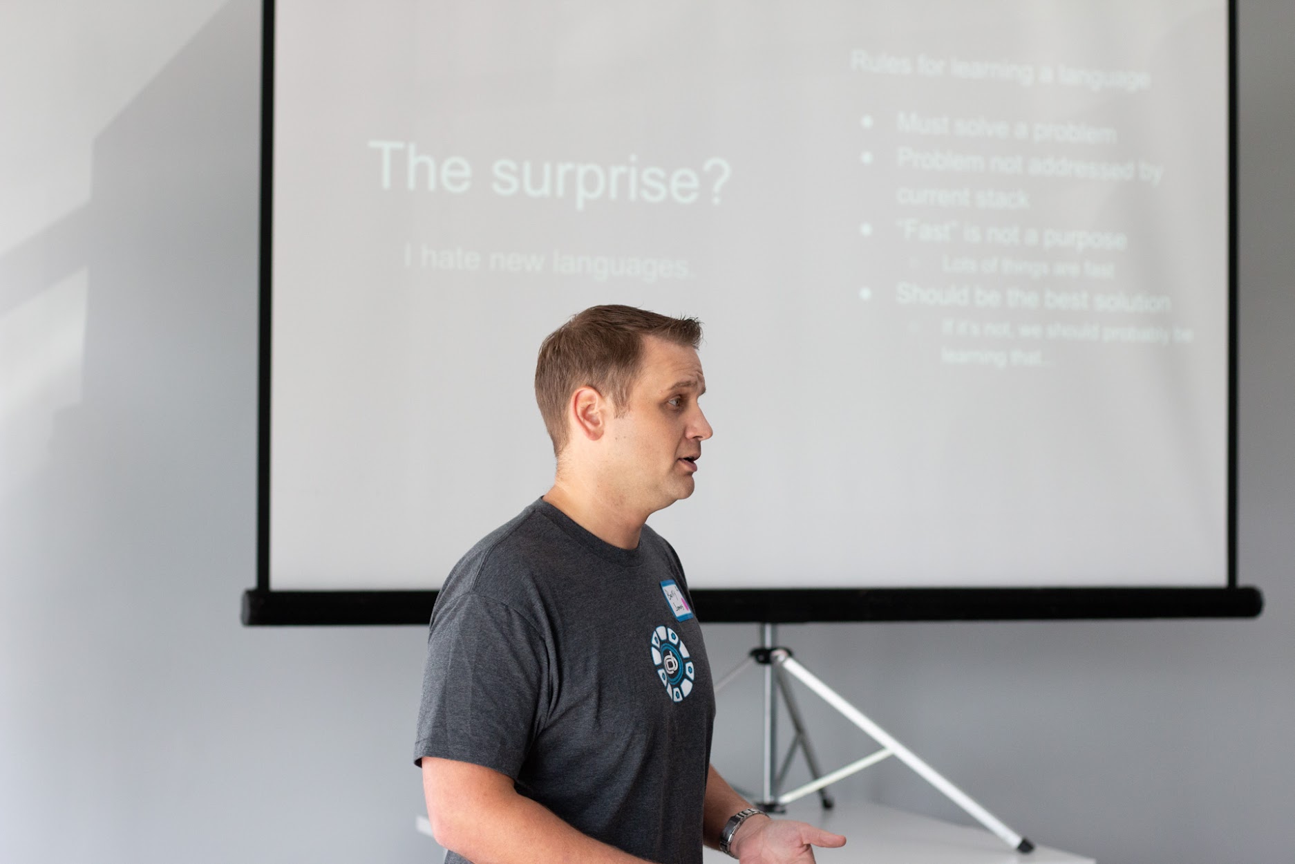 Barry Jones speaking at the 2018 Carolina Code Conference