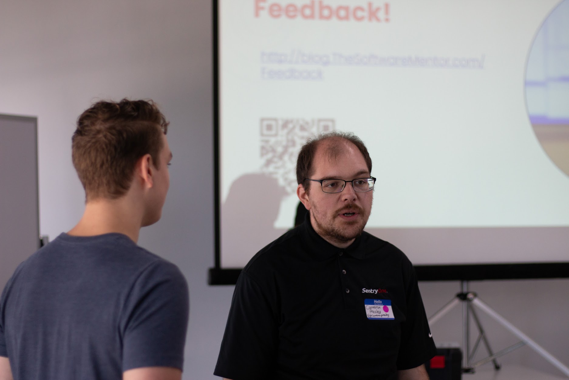 Cameron Presley speaking at the 2018 Carolina Code Conference
