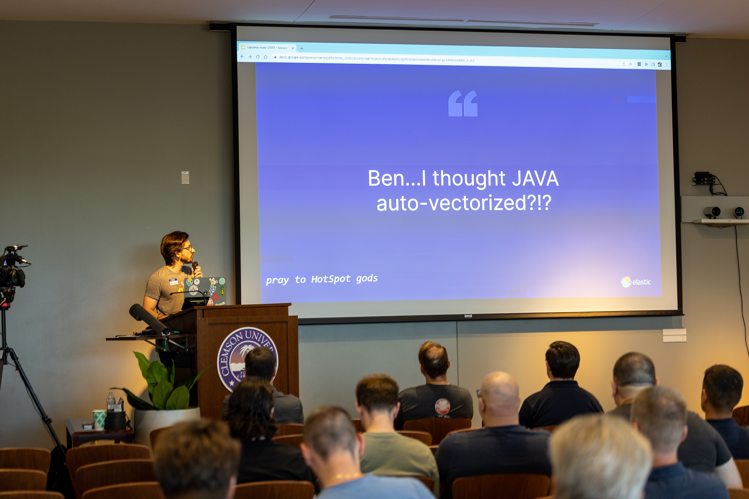 Benjamin Trent speaking at the 2023 Carolina Code Conference