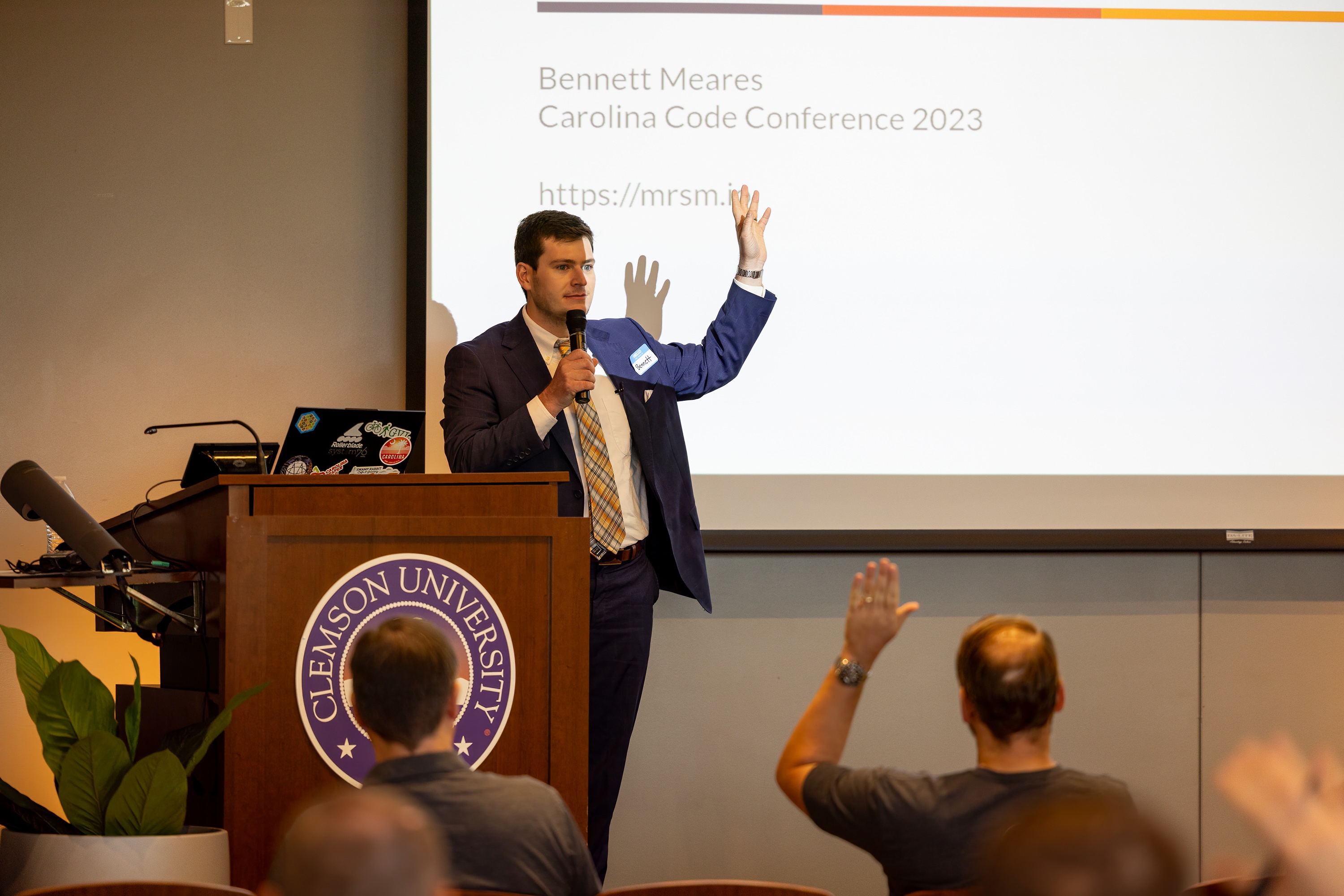 Bennett Meares speaking at the 2023 Carolina Code Conference