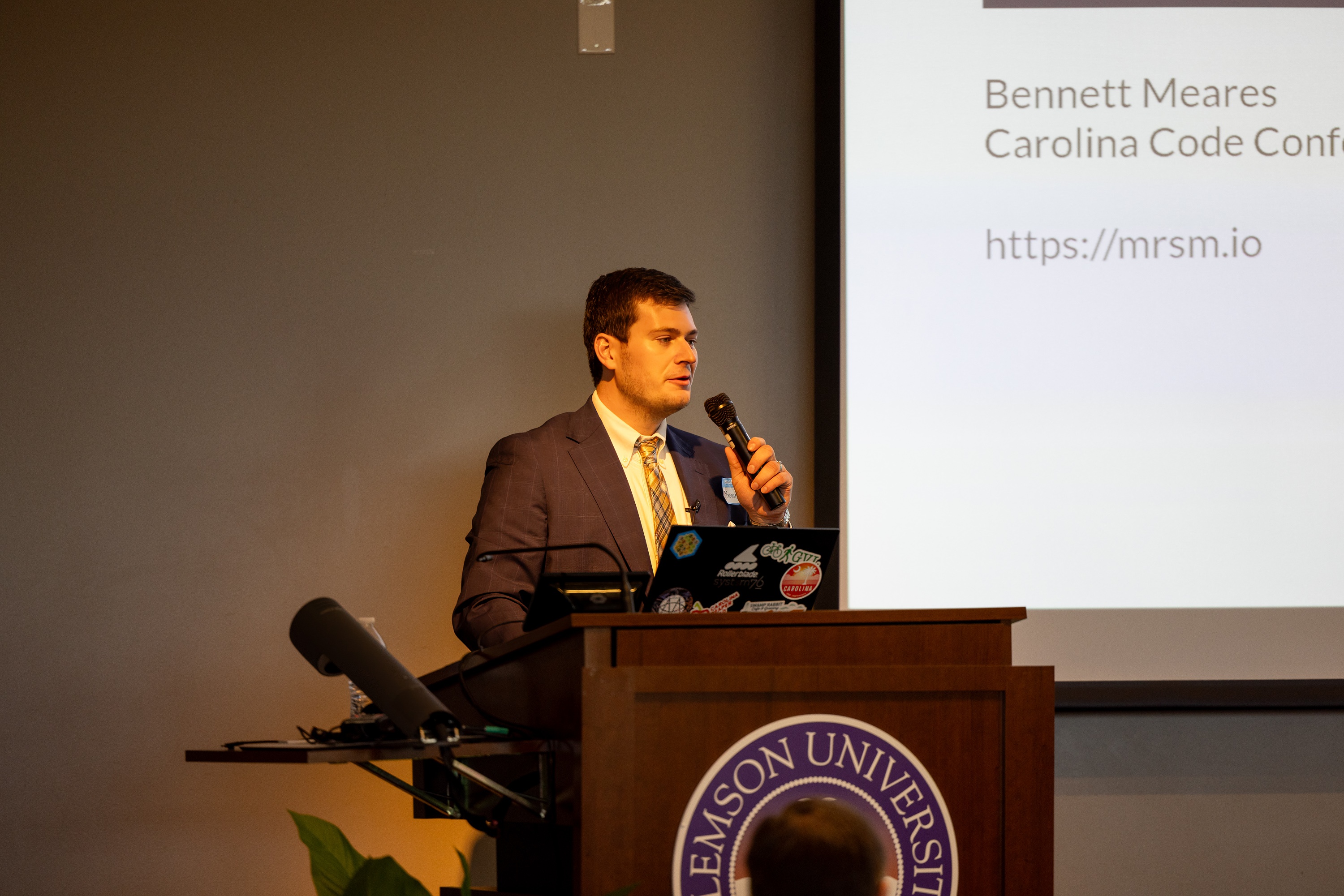 Bennett Meares speaking at the 2023 Carolina Code Conference