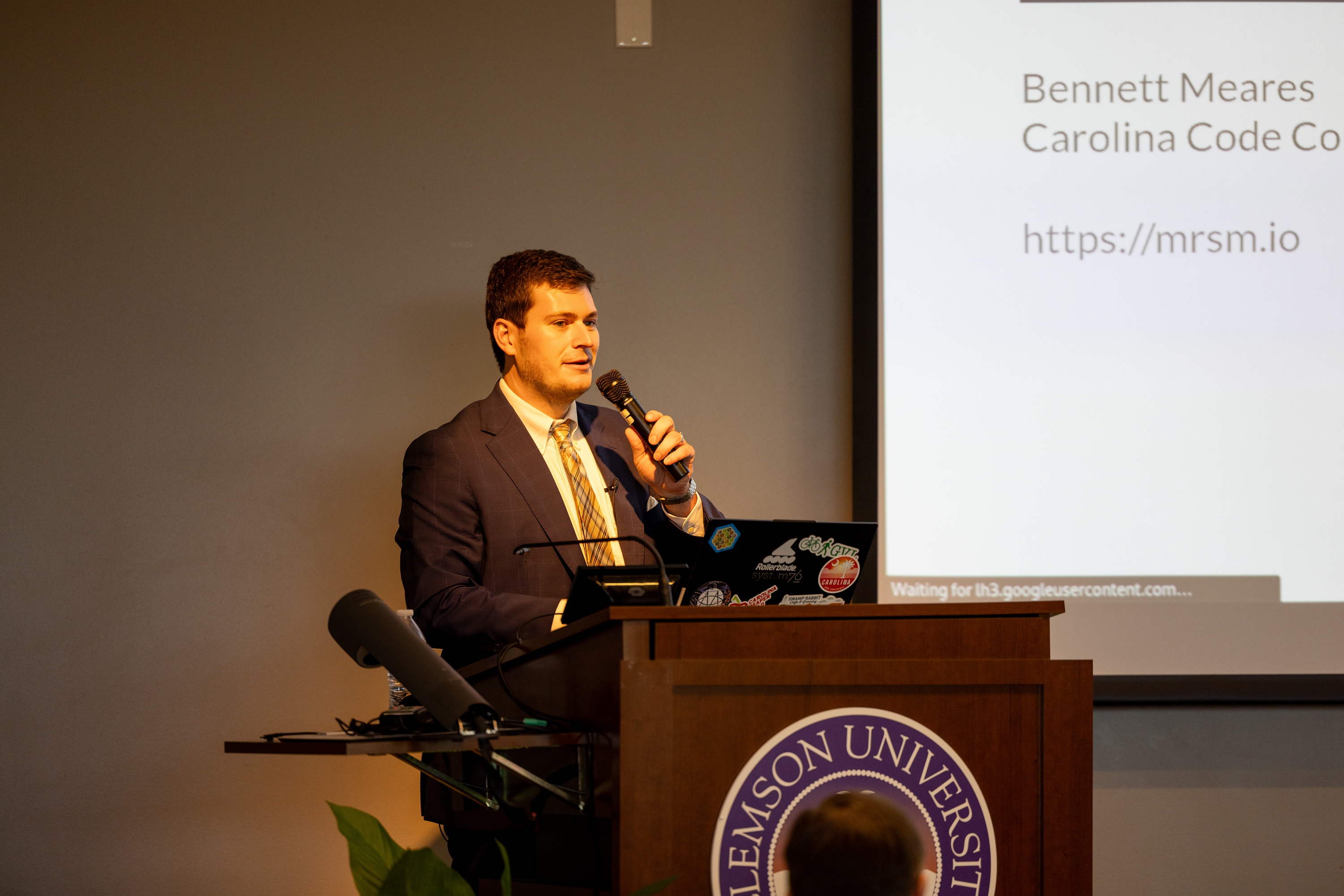 Bennett Meares speaking at the 2023 Carolina Code Conference