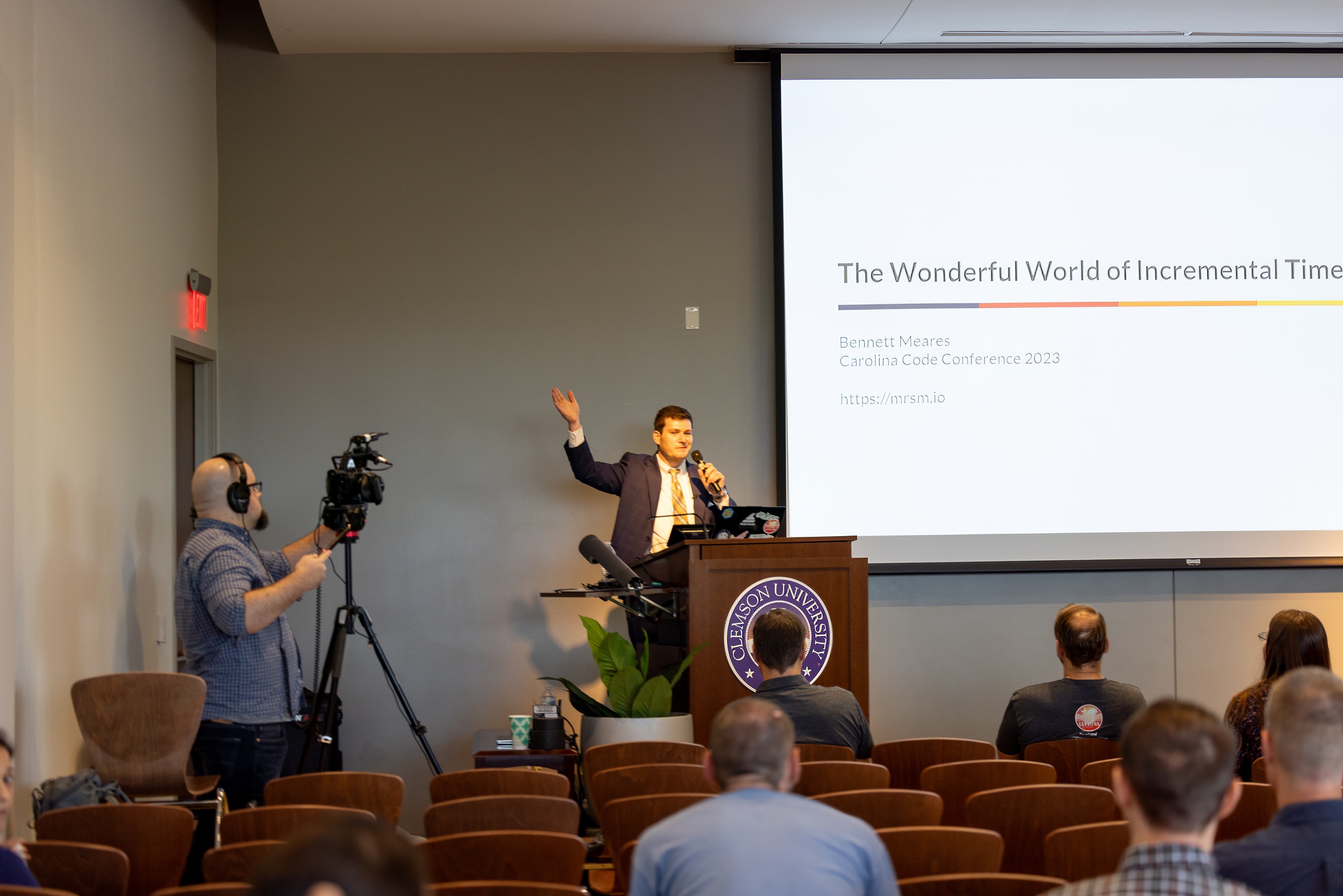 Bennett Meares speaking at the 2023 Carolina Code Conference