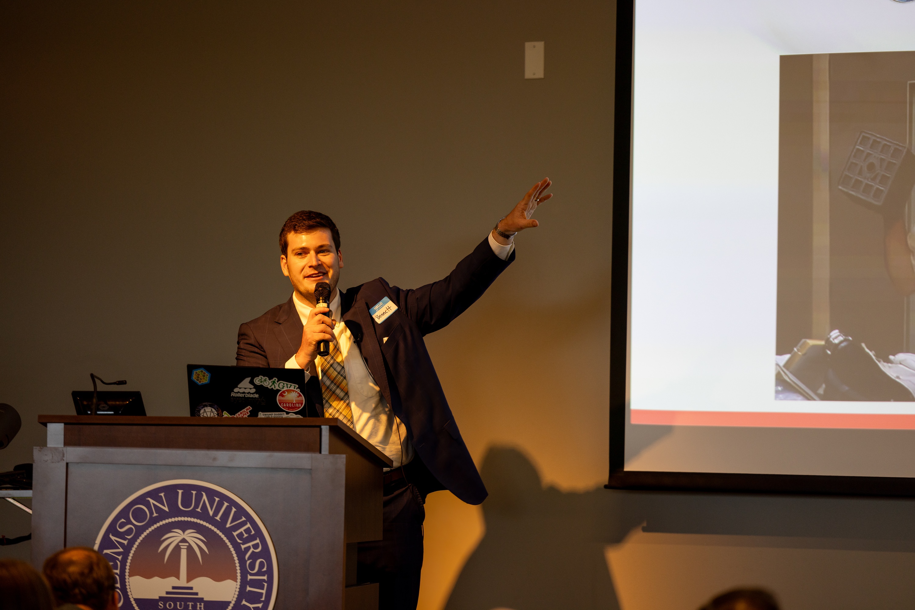 Bennett Meares speaking at the 2023 Carolina Code Conference