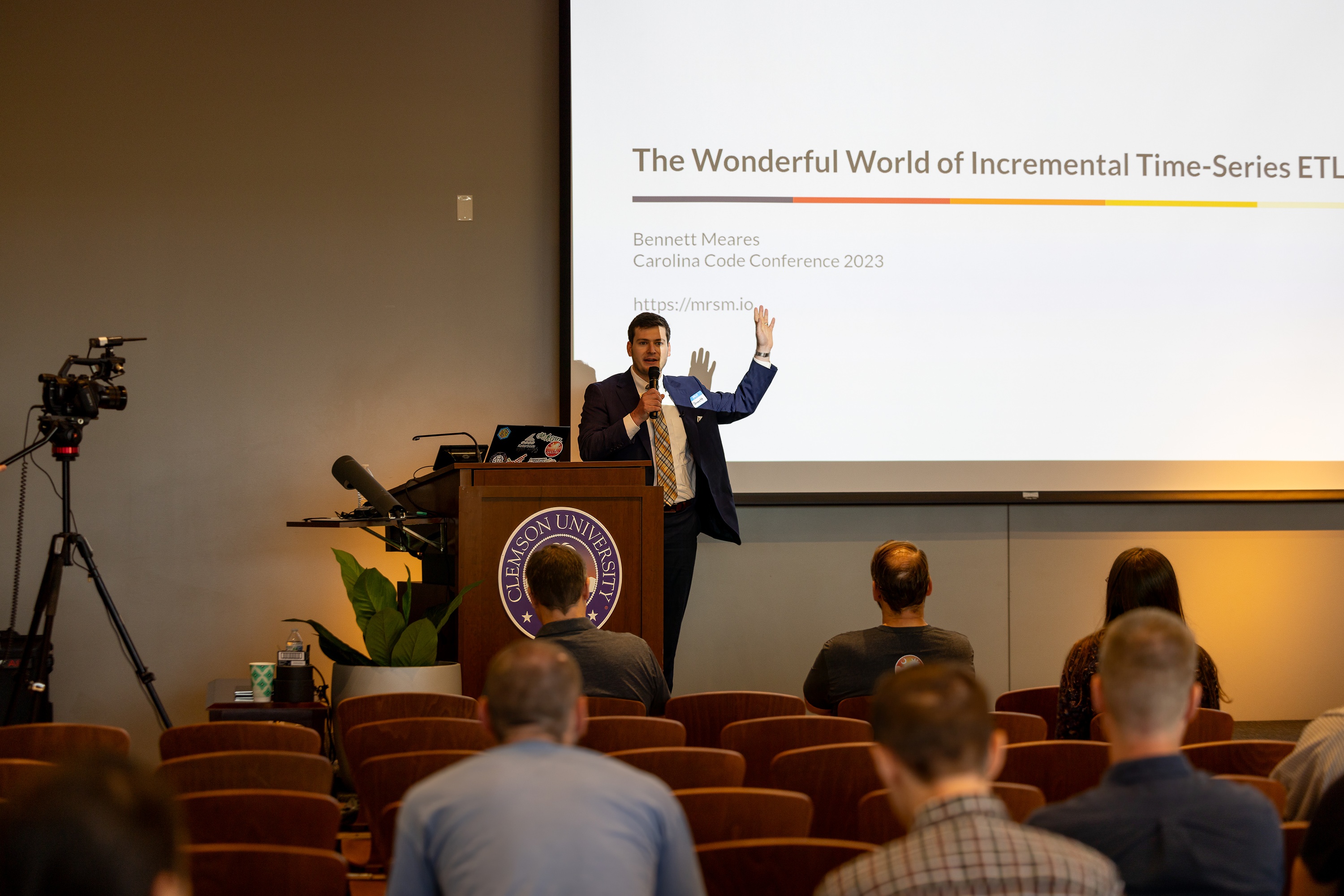 Bennett Meares speaking at the 2023 Carolina Code Conference