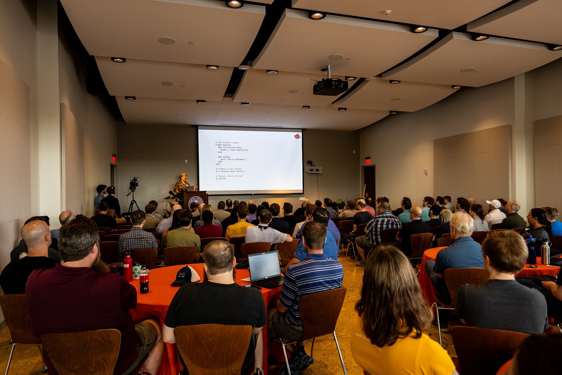 Charles Nutter speaking at the 2023 Carolina Code Conference