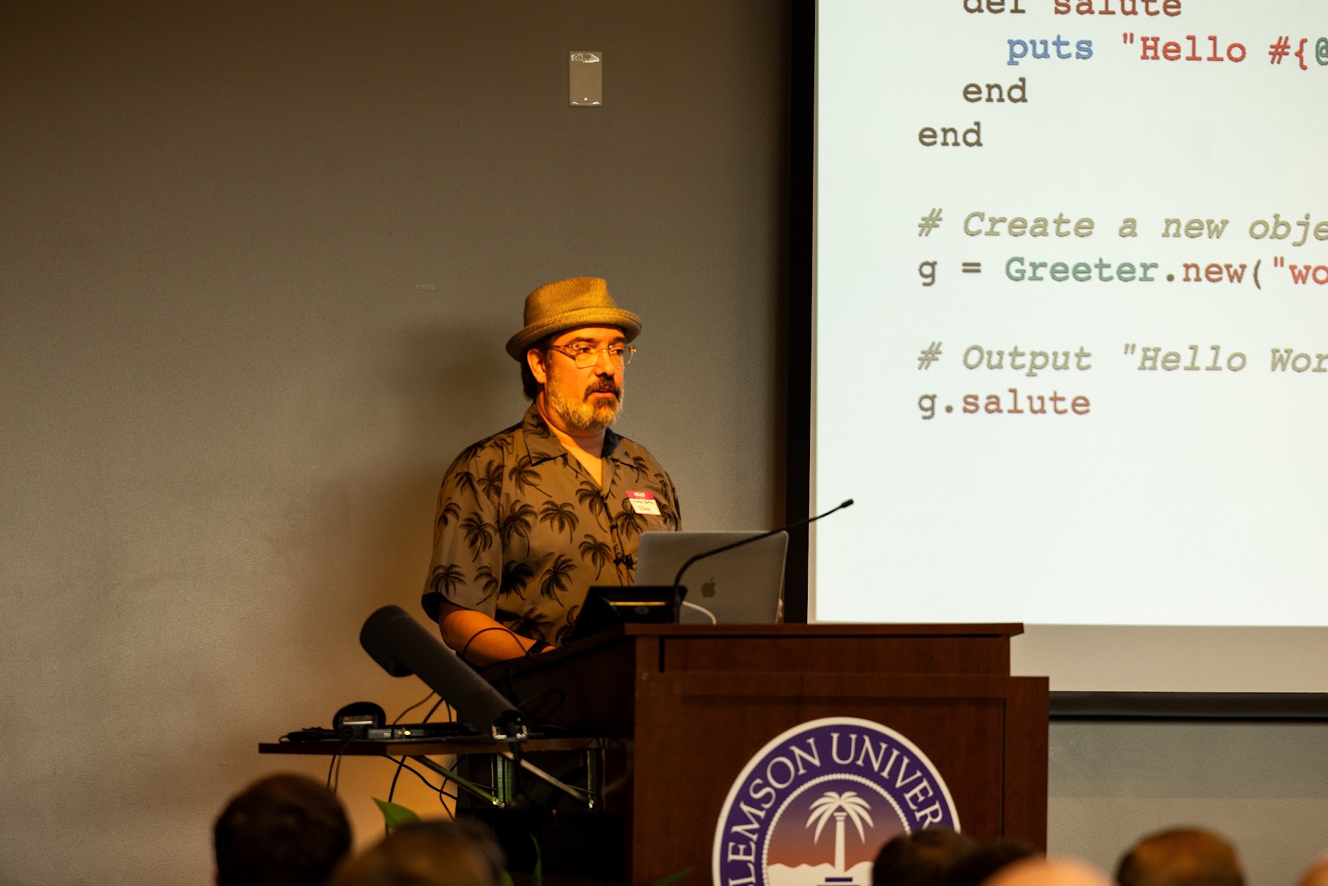 Charles Nutter speaking at the 2023 Carolina Code Conference