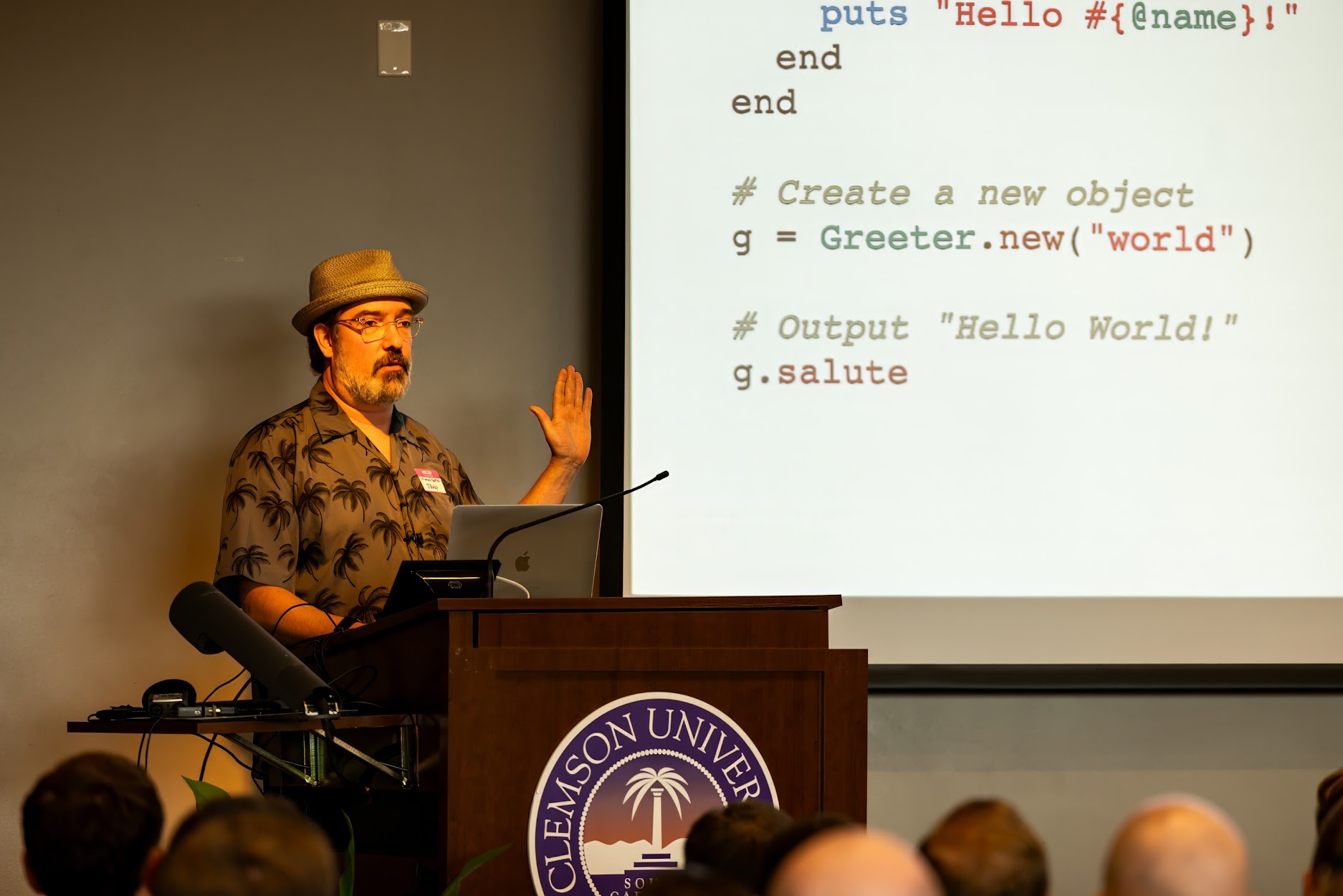 Charles Nutter speaking at the 2023 Carolina Code Conference
