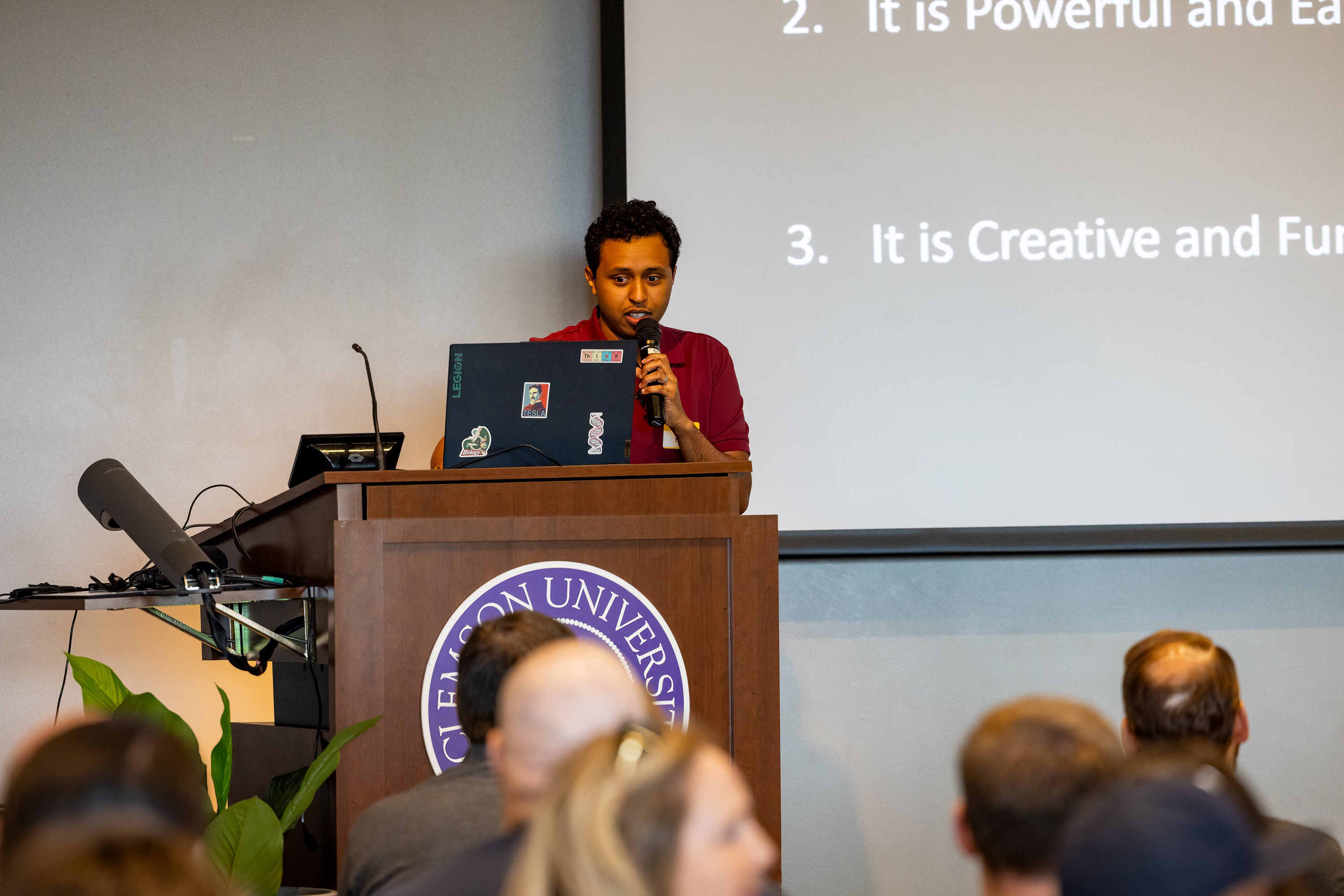 Nate Argaw speaking at the 2023 Carolina Code Conference