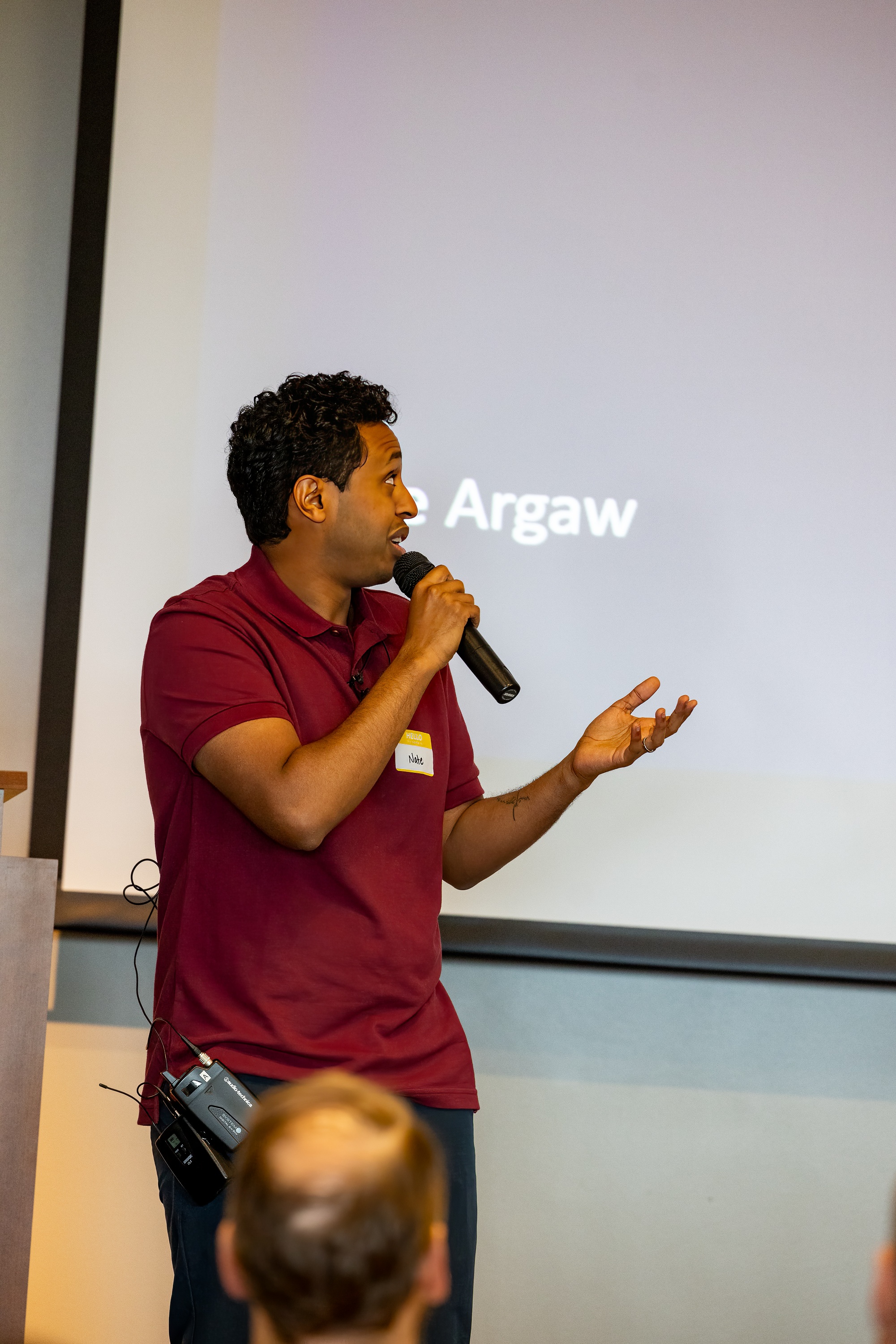 Nate Argaw speaking at the 2023 Carolina Code Conference
