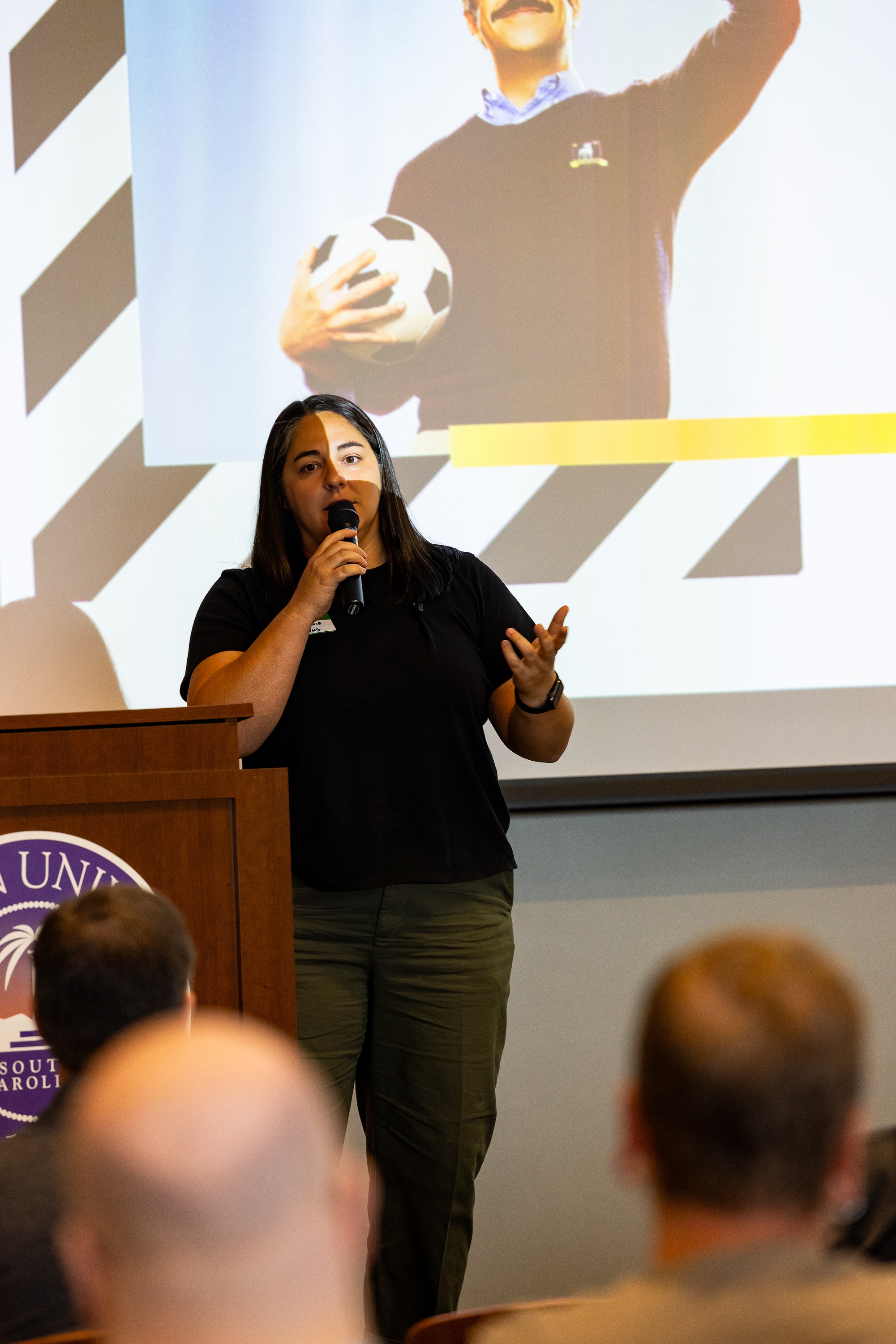 Stephanie Cushing speaking at the 2023 Carolina Code Conference