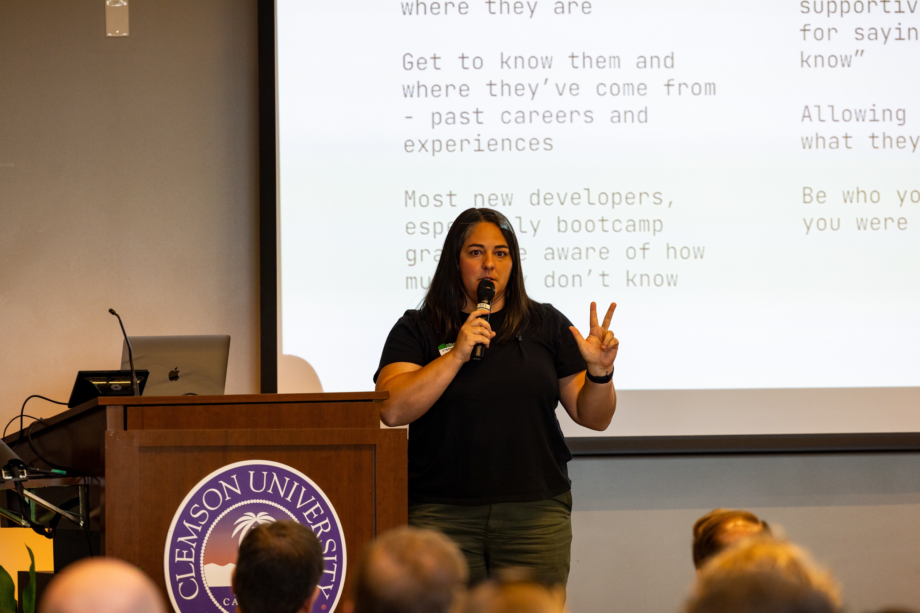 Stephanie Cushing speaking at the 2023 Carolina Code Conference