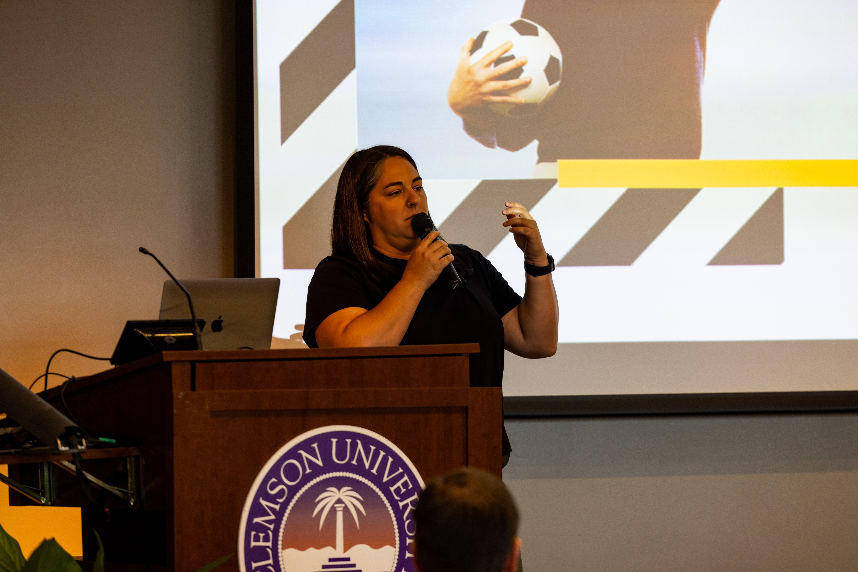 Stephanie Cushing speaking at the 2023 Carolina Code Conference