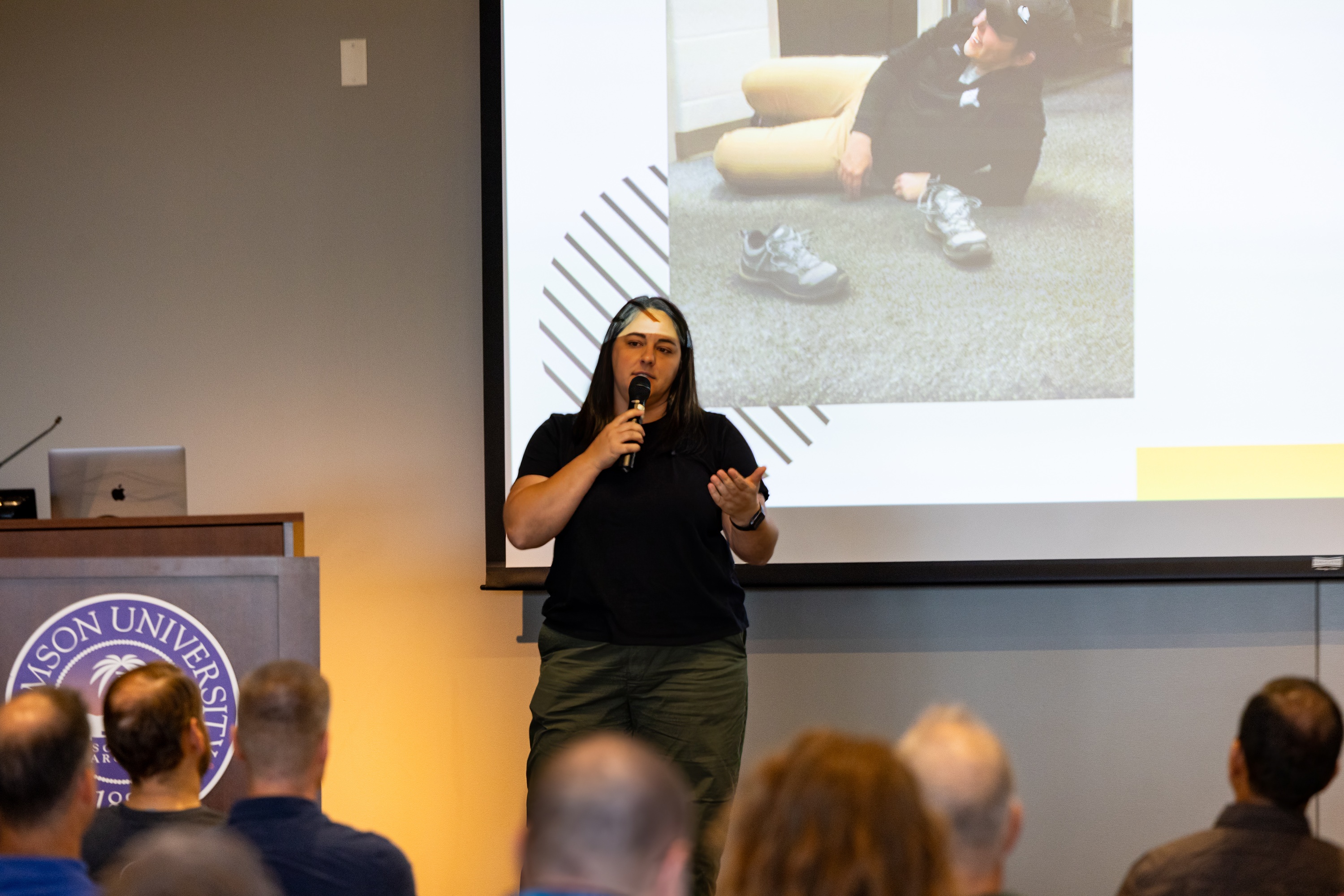 Stephanie Cushing speaking at the 2023 Carolina Code Conference