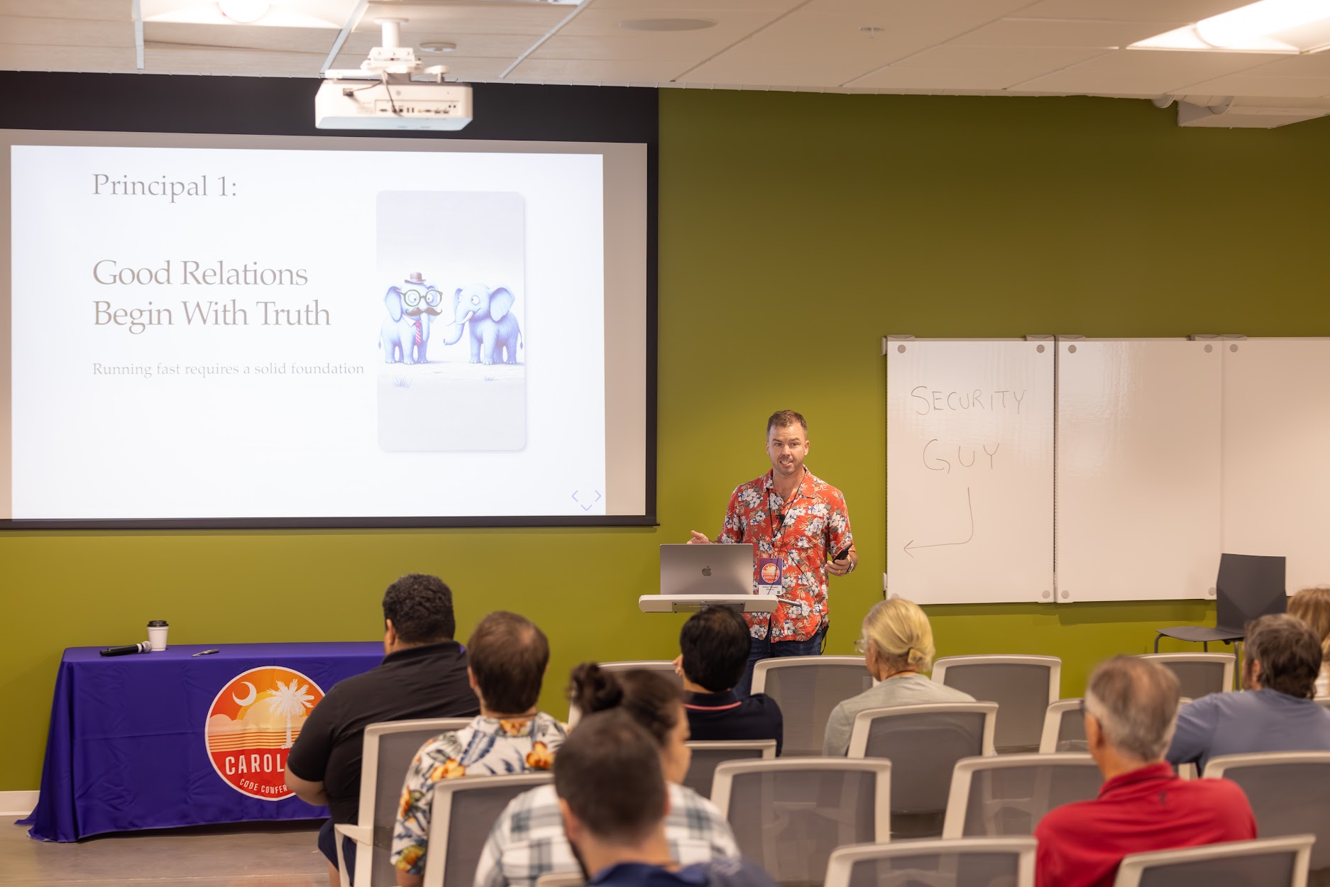Andrew Thompson speaking at the 2024 Carolina Code Conference