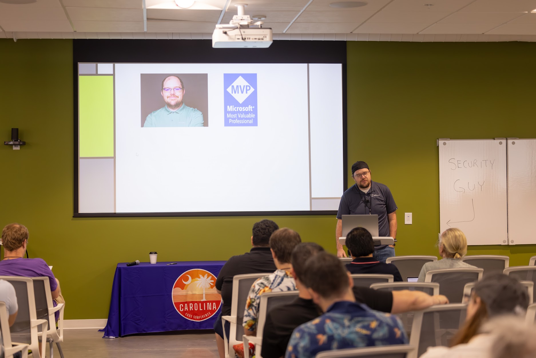 Cameron Presley speaking at the 2024 Carolina Code Conference