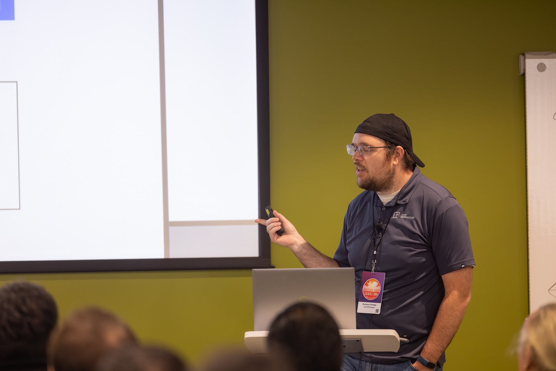 Cameron Presley speaking at the 2024 Carolina Code Conference