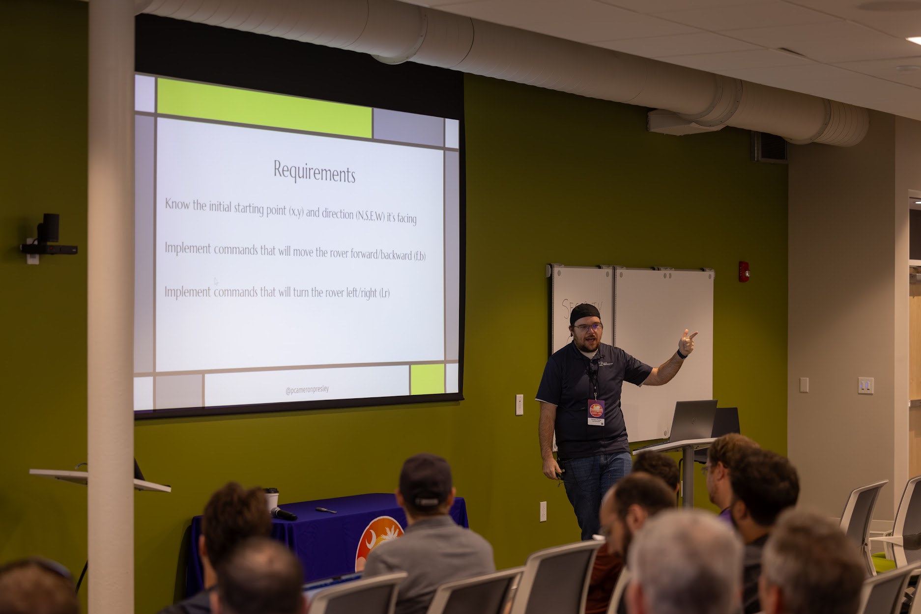 Cameron Presley speaking at the 2024 Carolina Code Conference