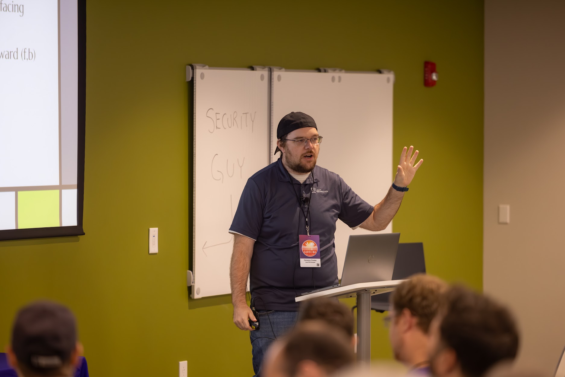 Cameron Presley speaking at the 2024 Carolina Code Conference