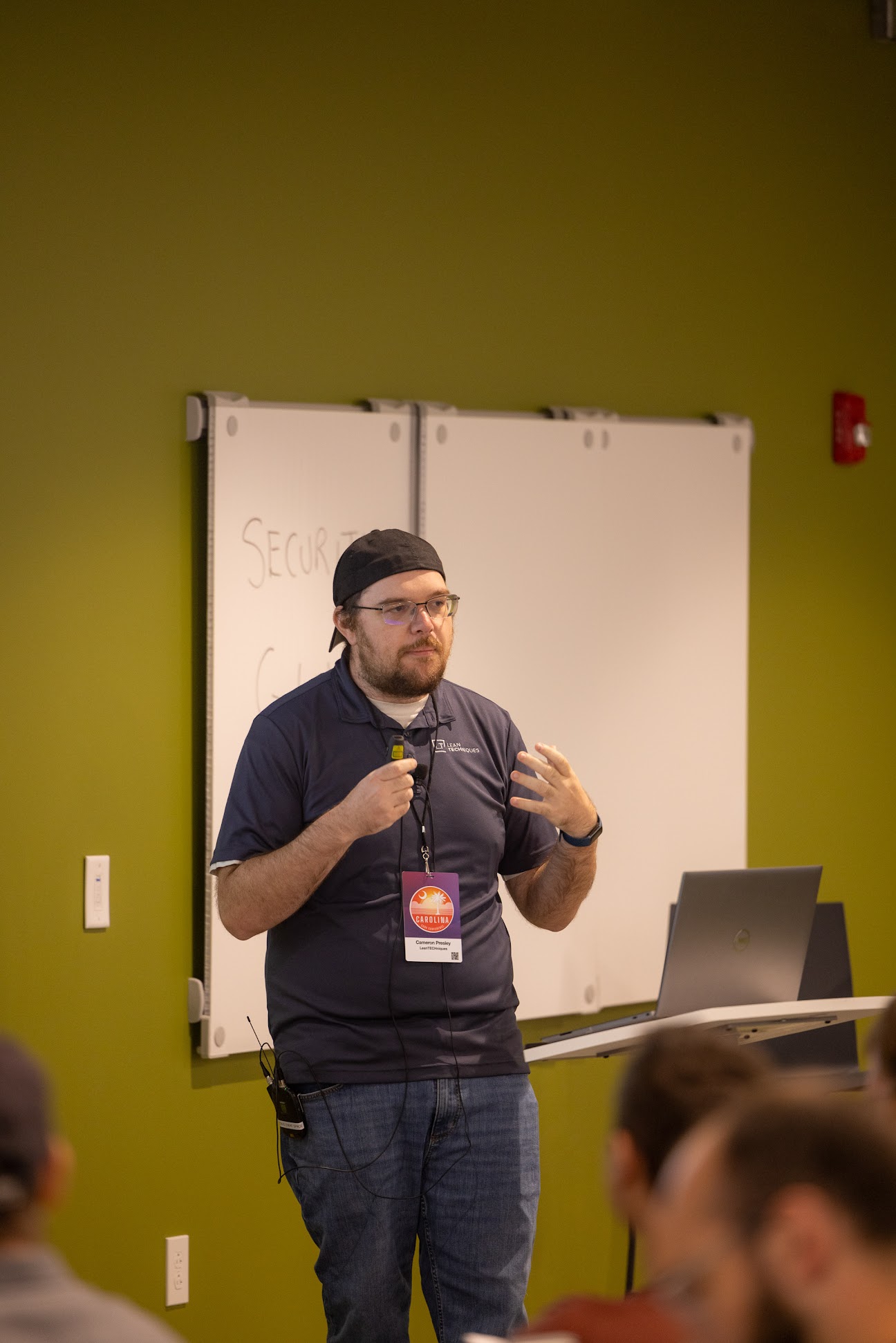 Cameron Presley speaking at the 2024 Carolina Code Conference