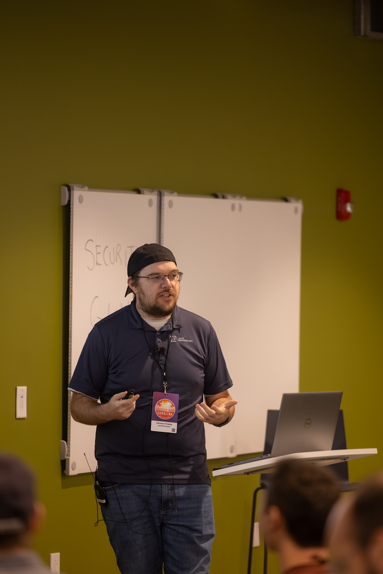Cameron Presley speaking at the 2024 Carolina Code Conference