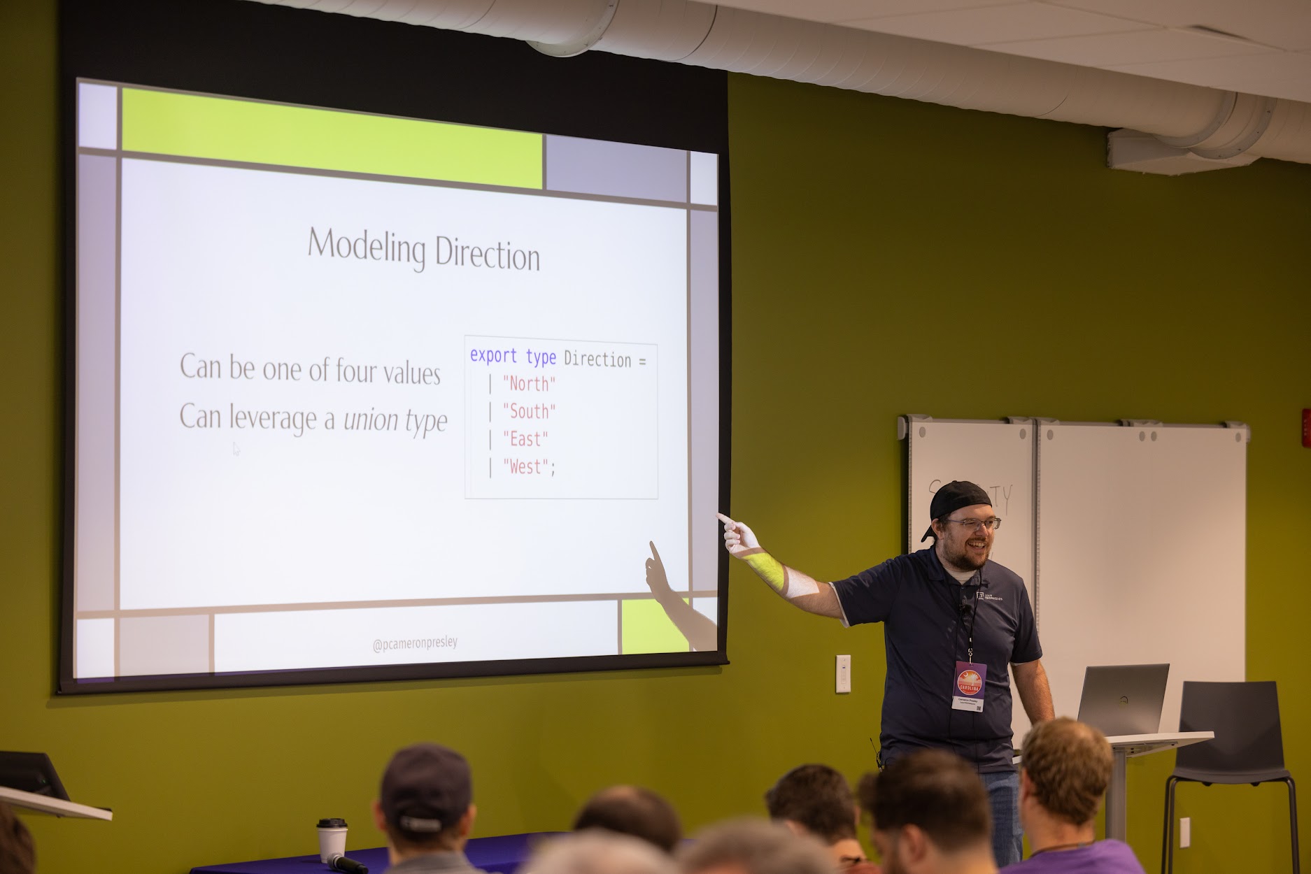 Cameron Presley speaking at the 2024 Carolina Code Conference