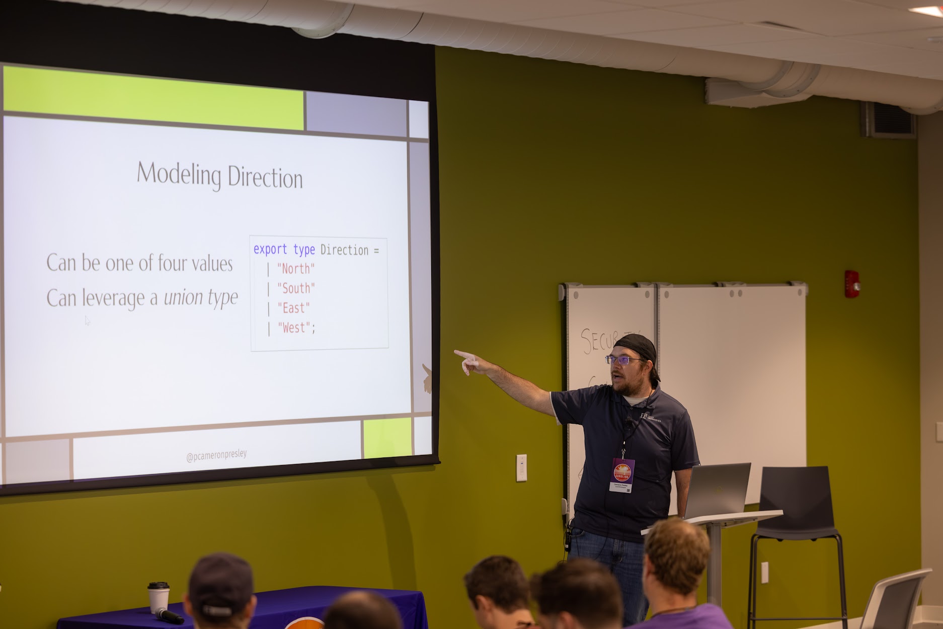 Cameron Presley speaking at the 2024 Carolina Code Conference