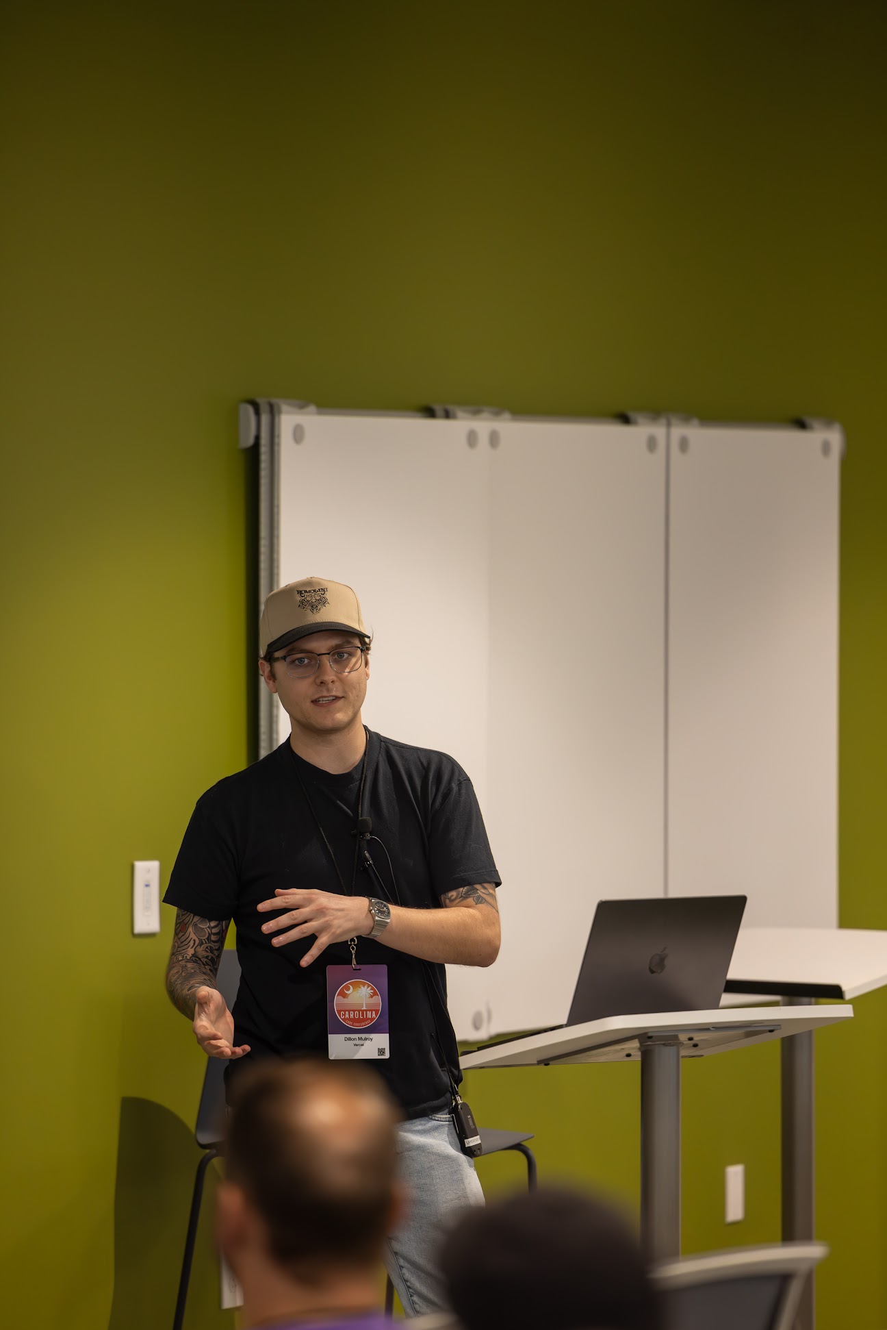 Dillon Mulroy speaking at the 2024 Carolina Code Conference