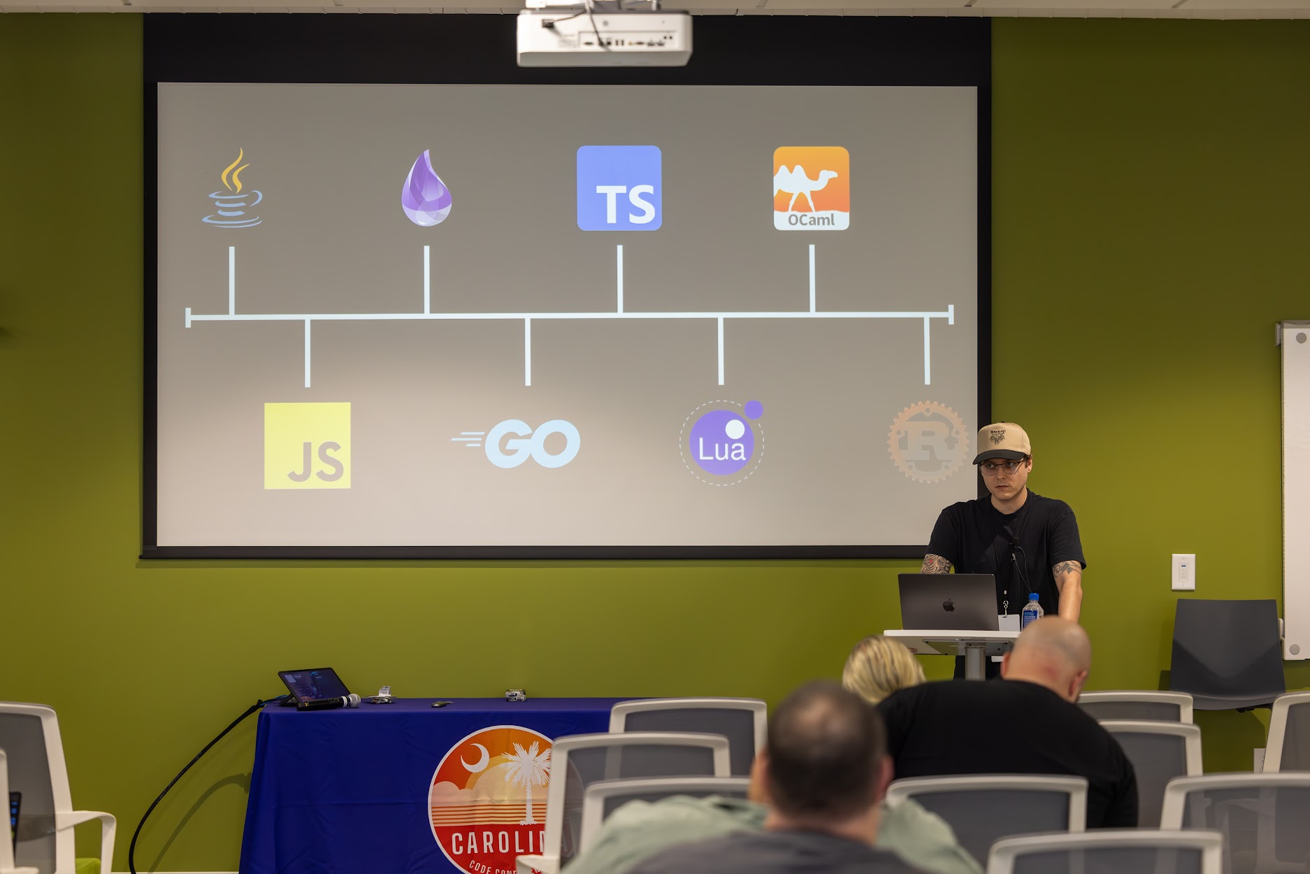Dillon Mulroy speaking at the 2024 Carolina Code Conference