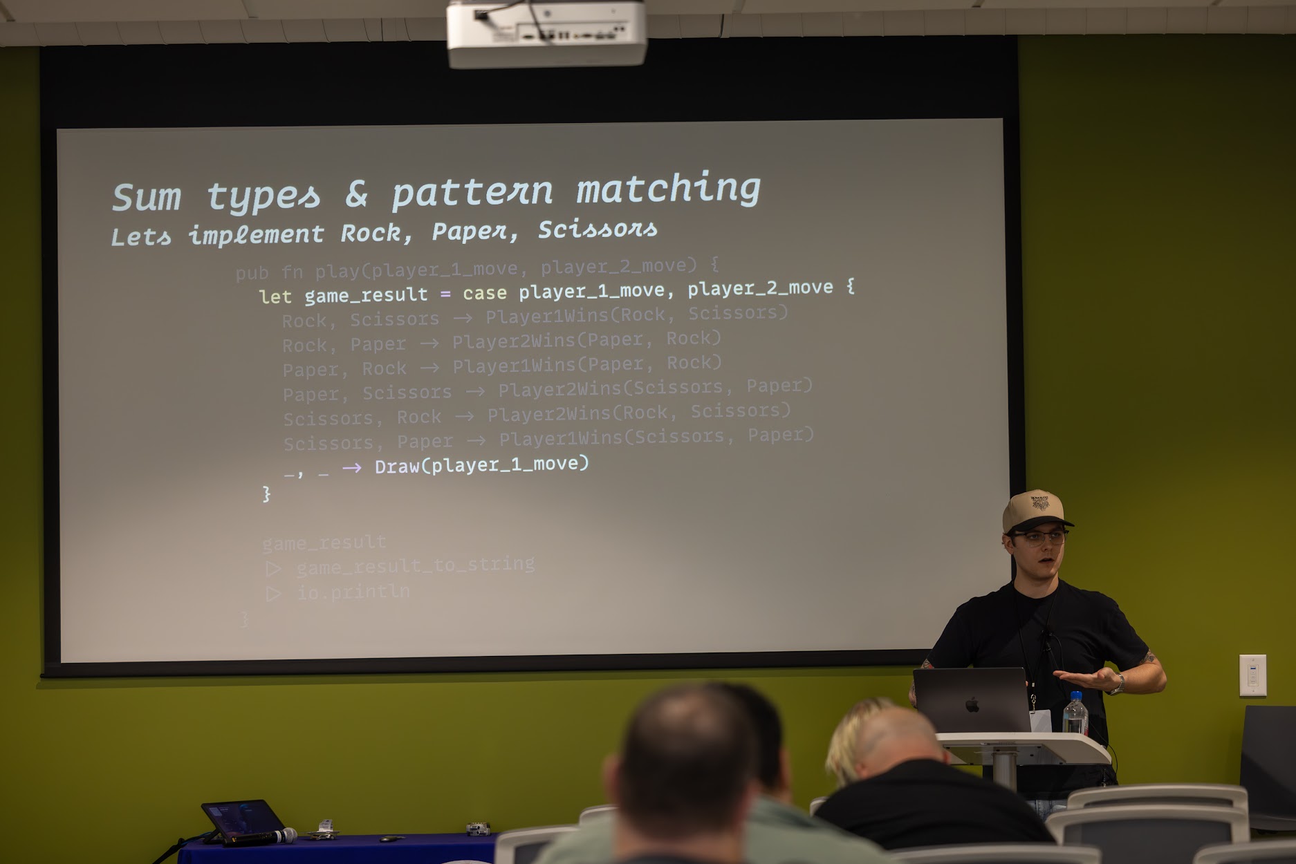 Dillon Mulroy speaking at the 2024 Carolina Code Conference