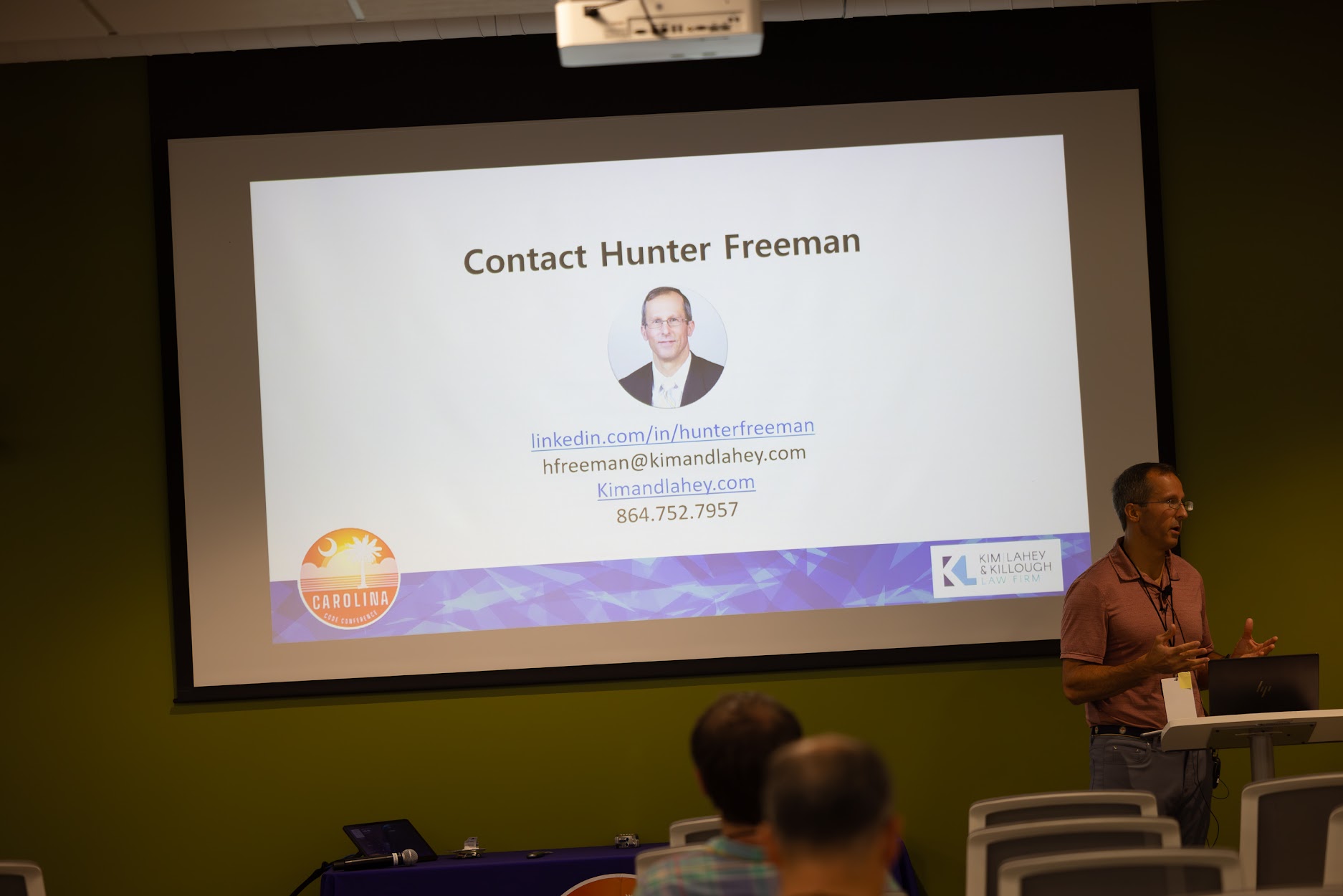 Hunter Freeman speaking at the 2024 Carolina Code Conference