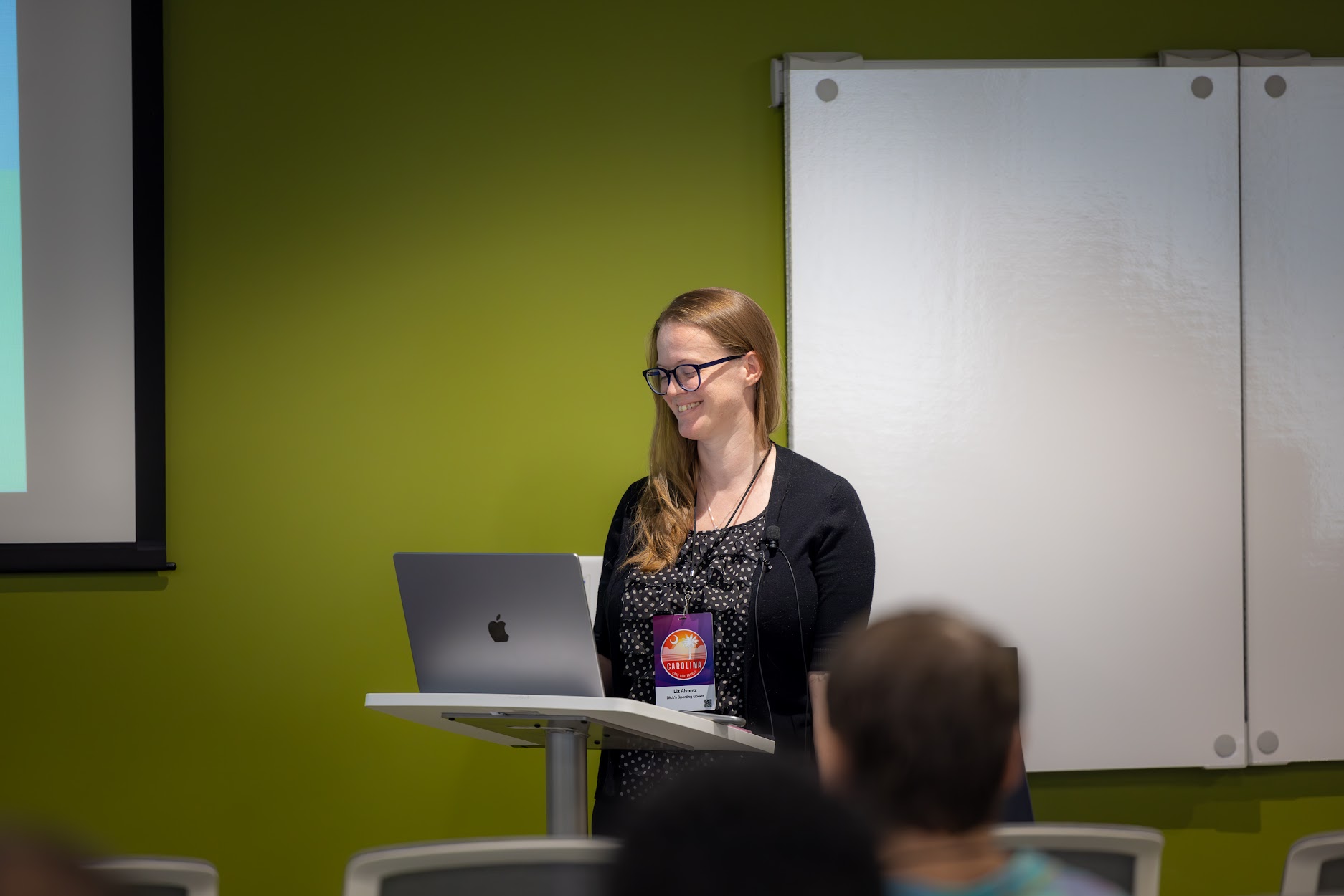 Liz Alvarez speaking at the 2024 Carolina Code Conference
