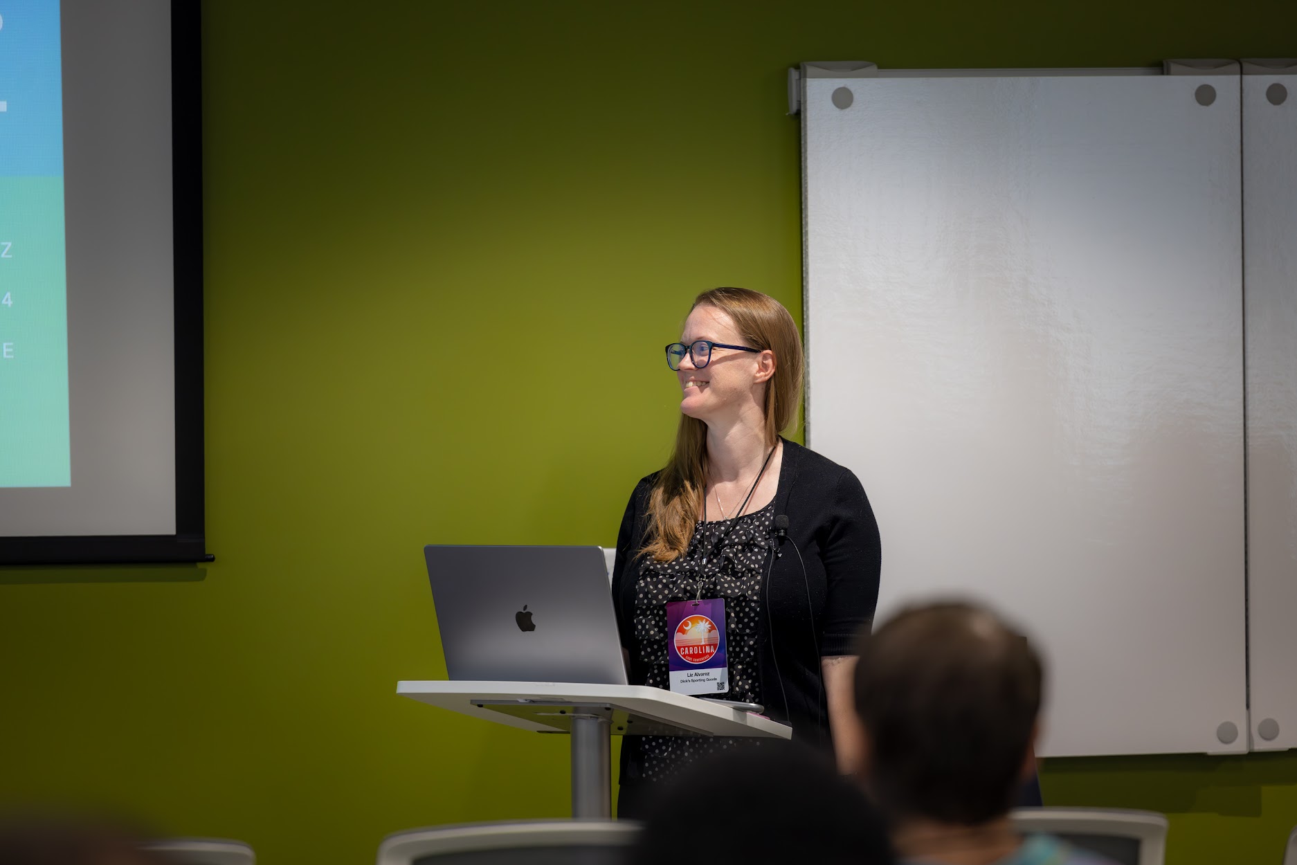 Liz Alvarez speaking at the 2024 Carolina Code Conference