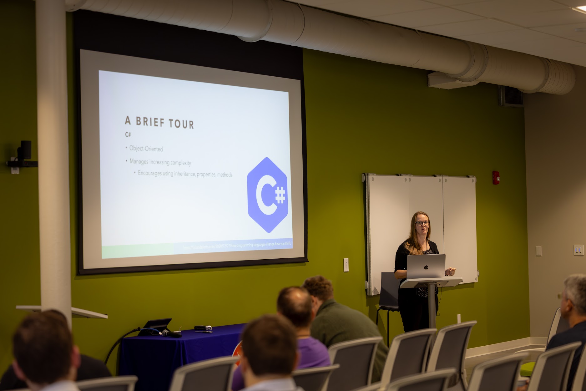 Liz Alvarez speaking at the 2024 Carolina Code Conference