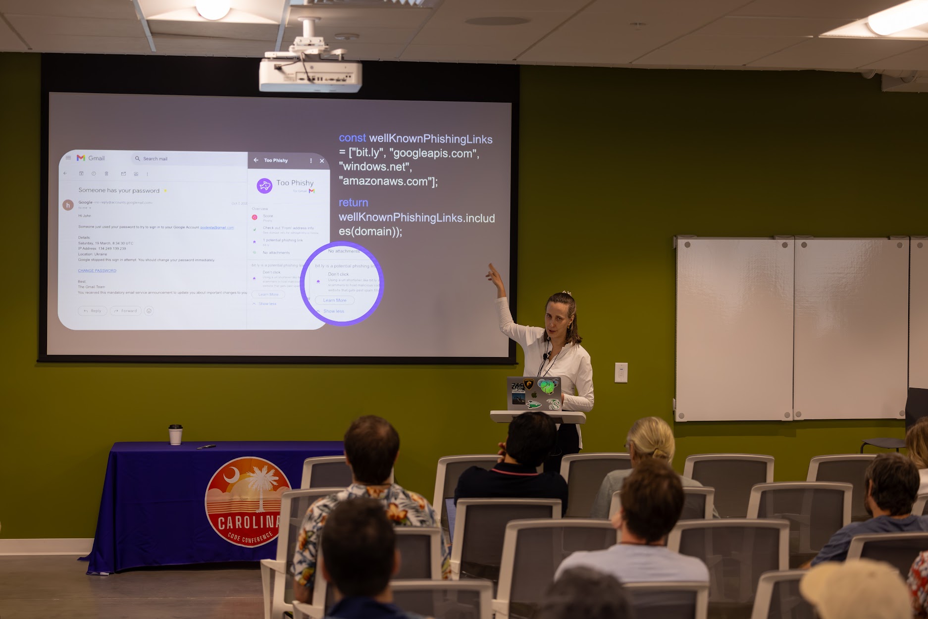 Lydia Stepanek speaking at the 2024 Carolina Code Conference