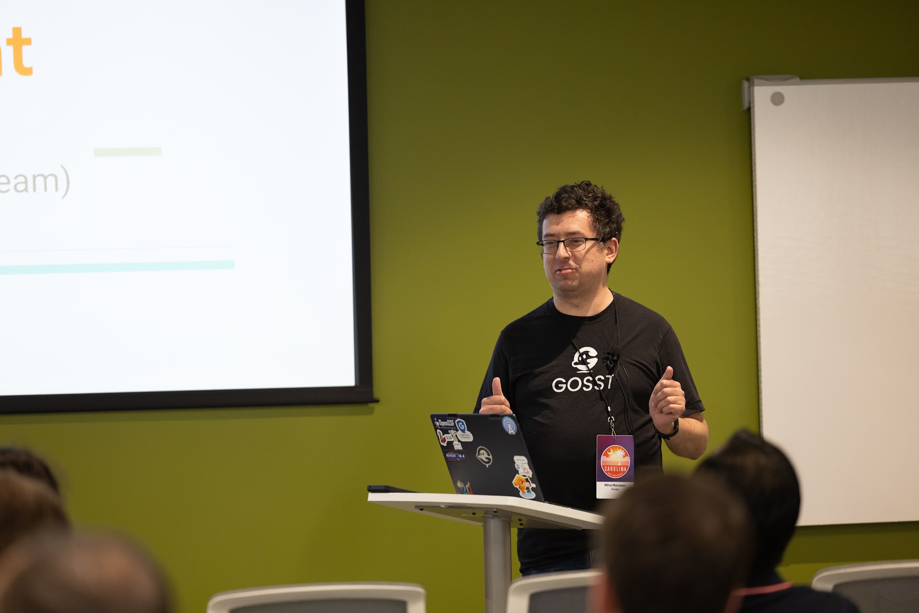 Mihai Maruseac speaking at the 2024 Carolina Code Conference