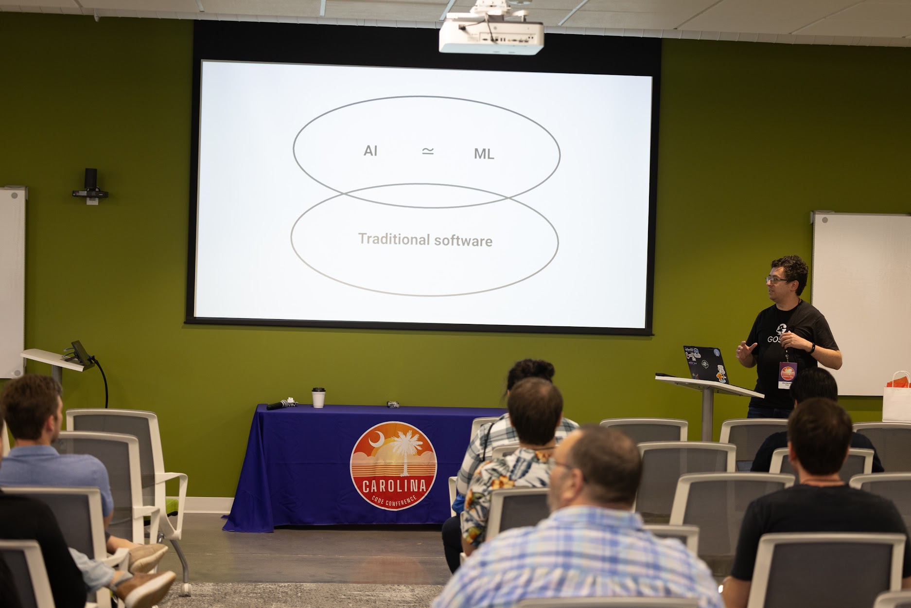 Mihai Maruseac speaking at the 2024 Carolina Code Conference