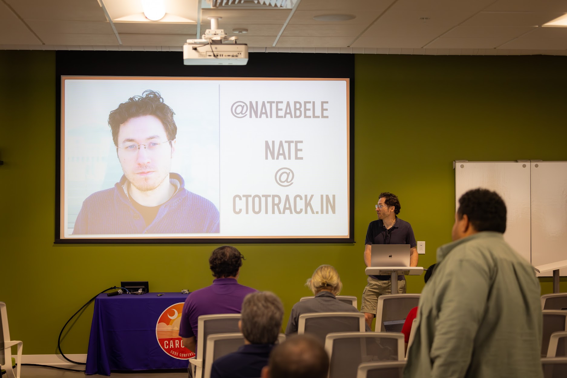 Nate Abele speaking at the 2024 Carolina Code Conference