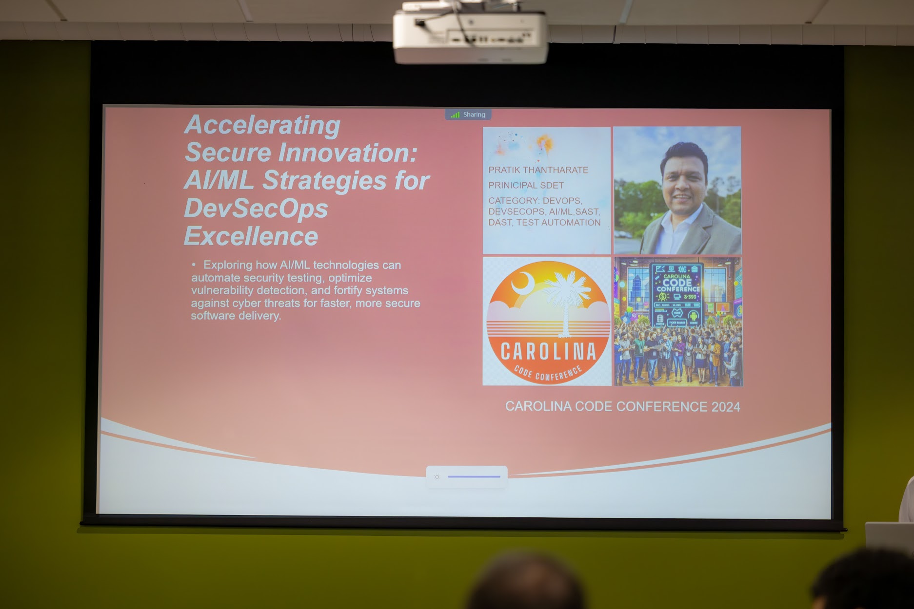Pratik Thantharate speaking at the 2024 Carolina Code Conference