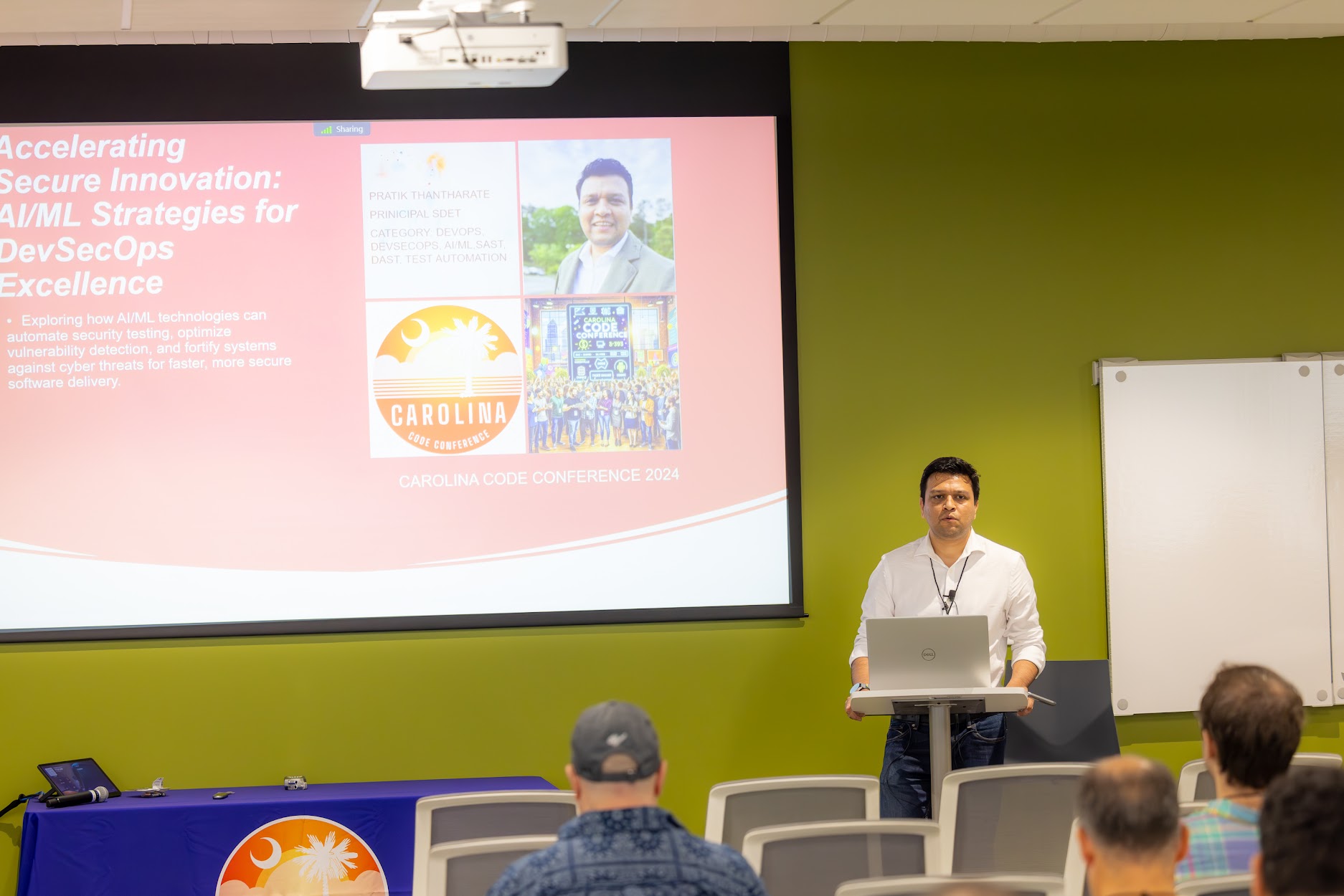 Pratik Thantharate speaking at the 2024 Carolina Code Conference