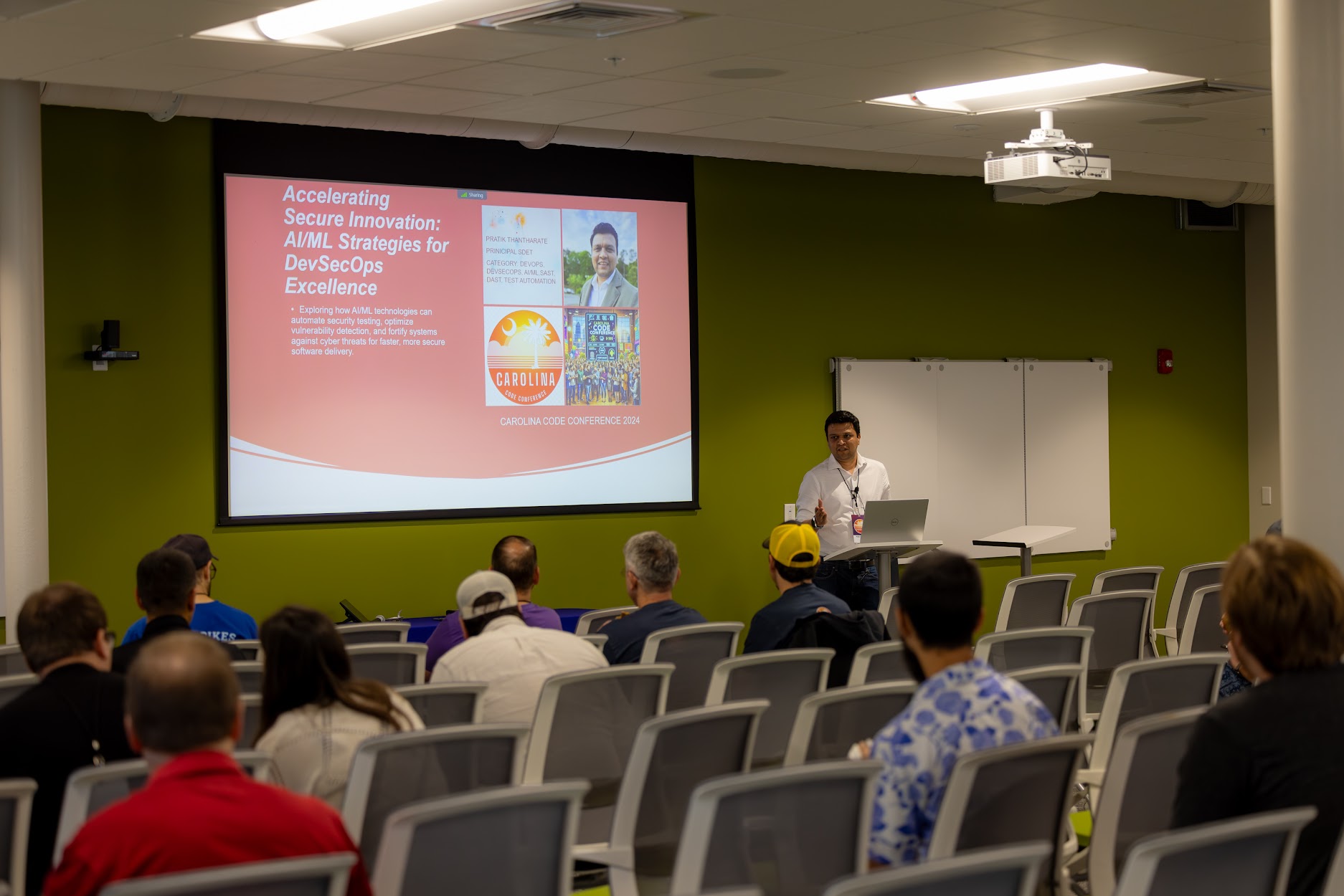 Pratik Thantharate speaking at the 2024 Carolina Code Conference