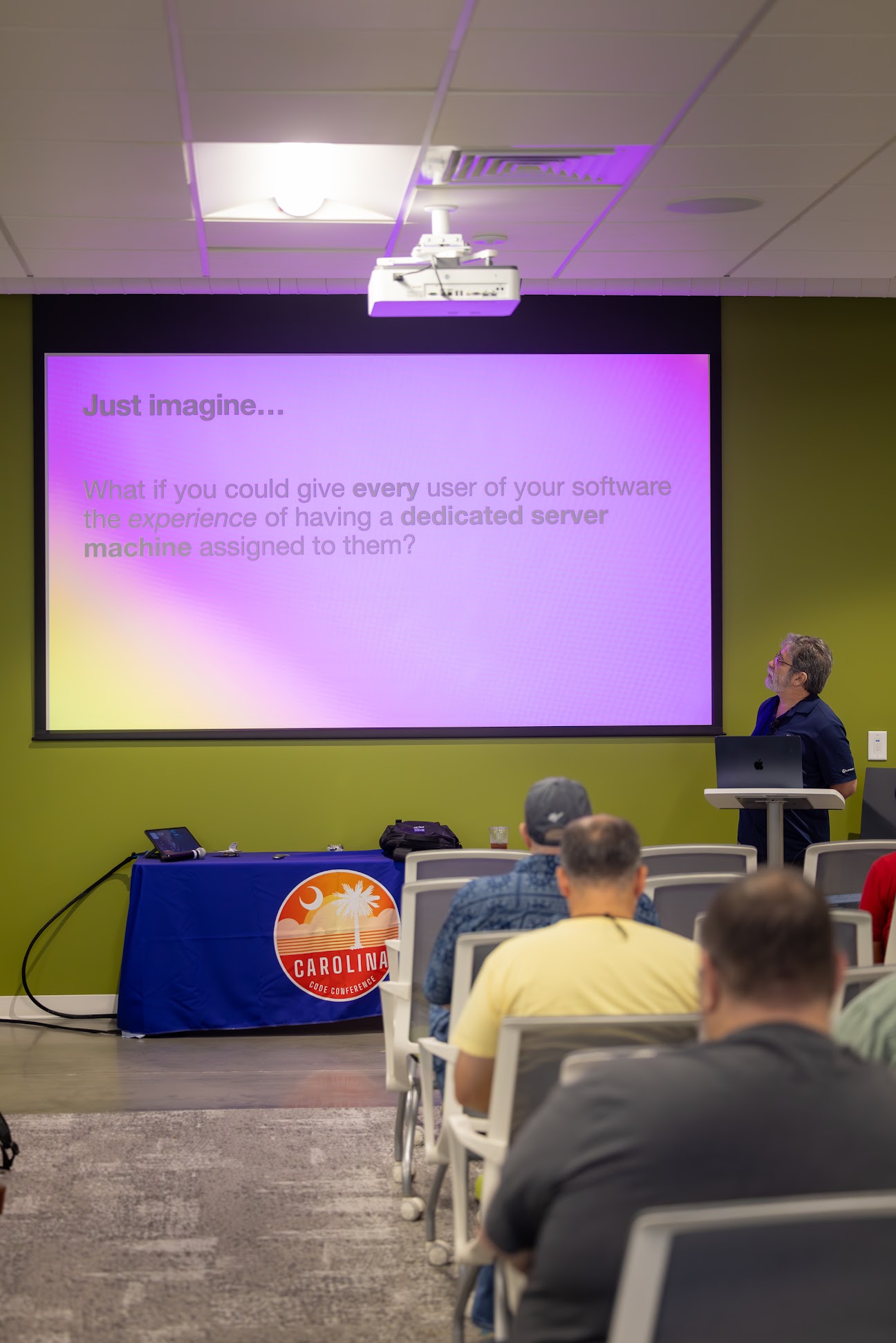 Sam Ruby speaking at the 2024 Carolina Code Conference