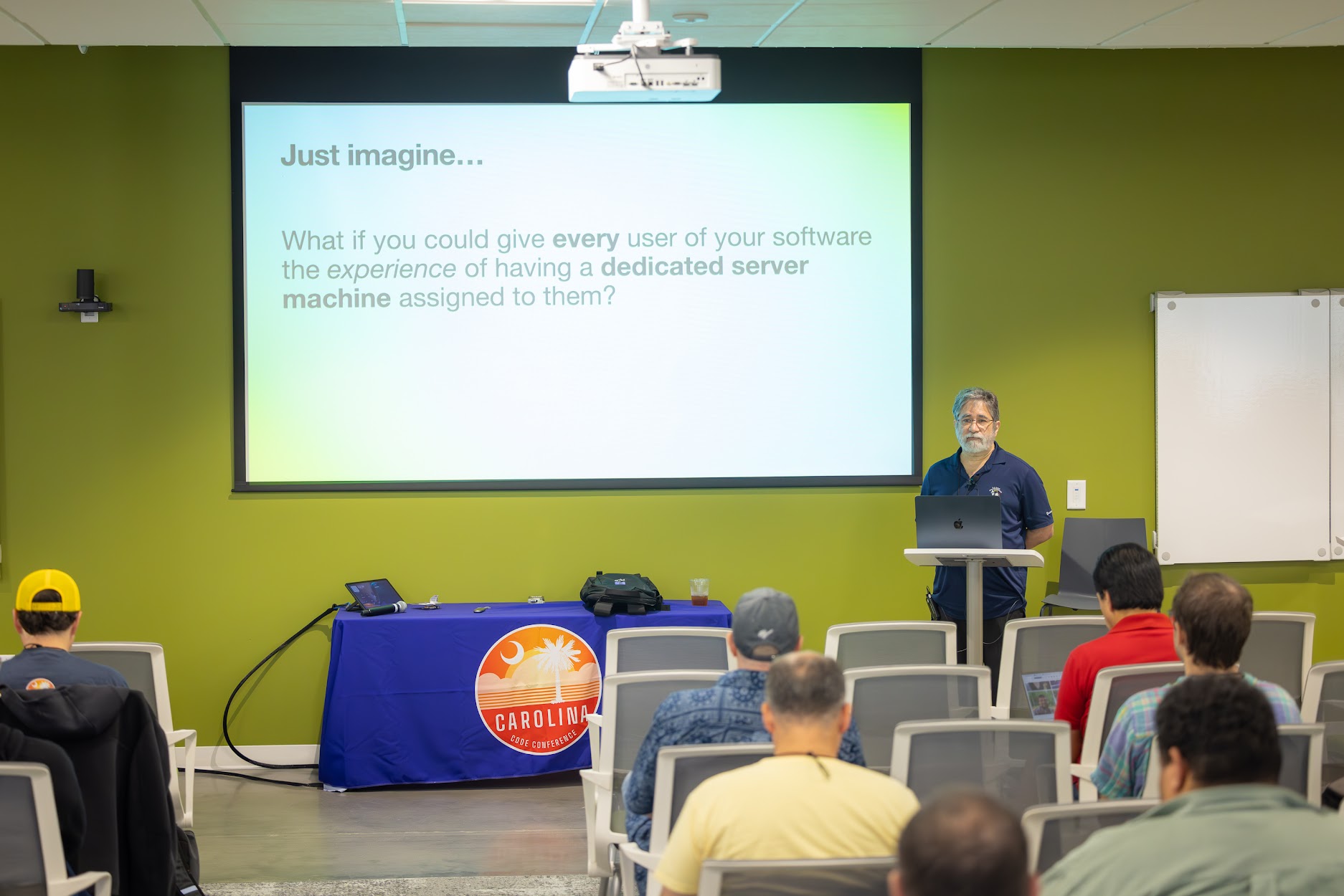 Sam Ruby speaking at the 2024 Carolina Code Conference