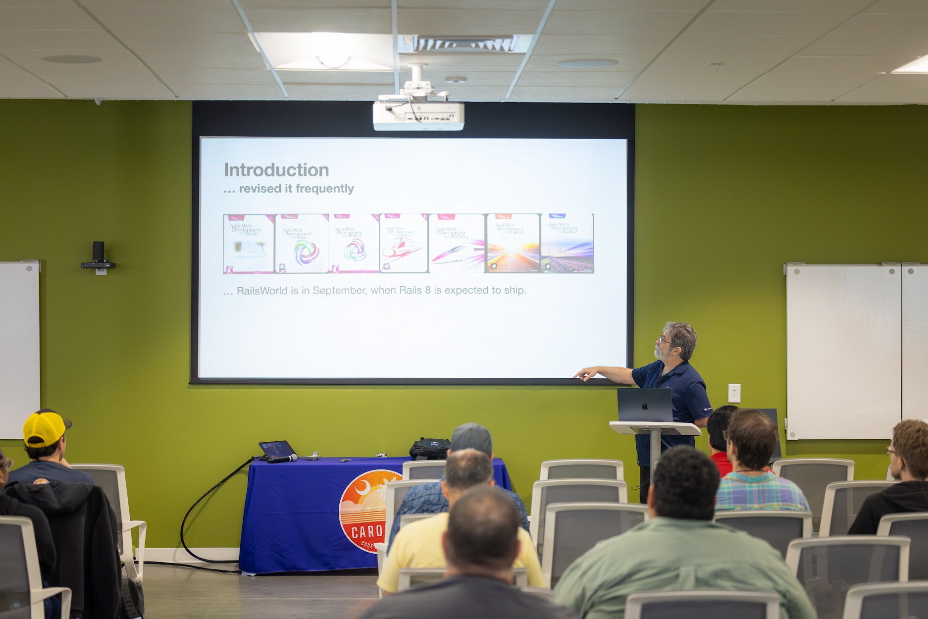 Sam Ruby speaking at the 2024 Carolina Code Conference