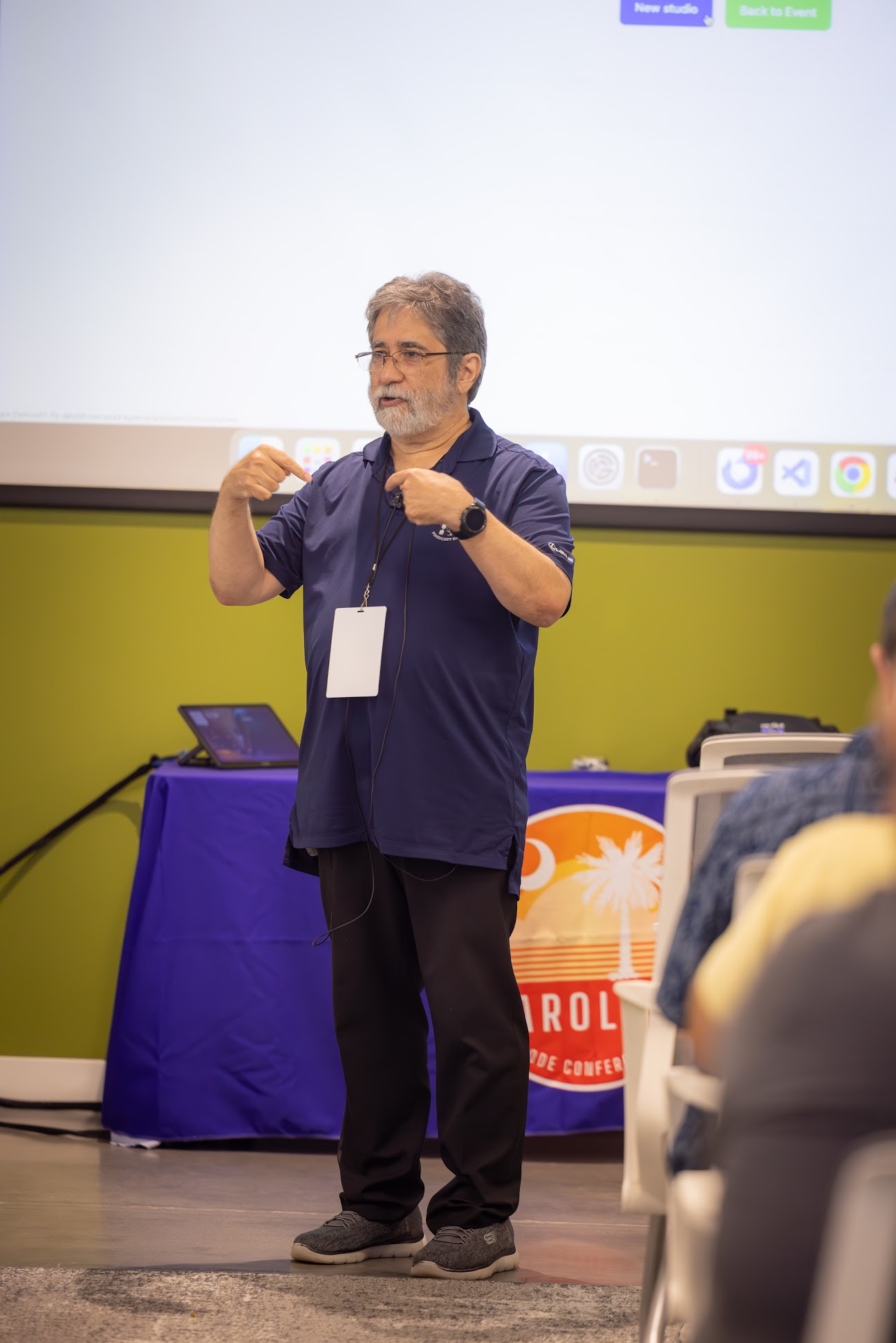 Sam Ruby speaking at the 2024 Carolina Code Conference