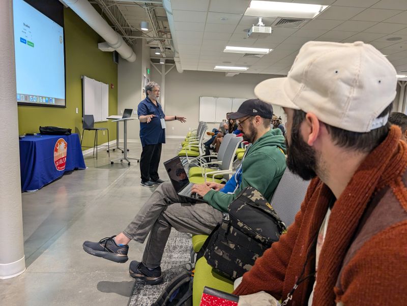 Sam Ruby speaking at the 2024 Carolina Code Conference