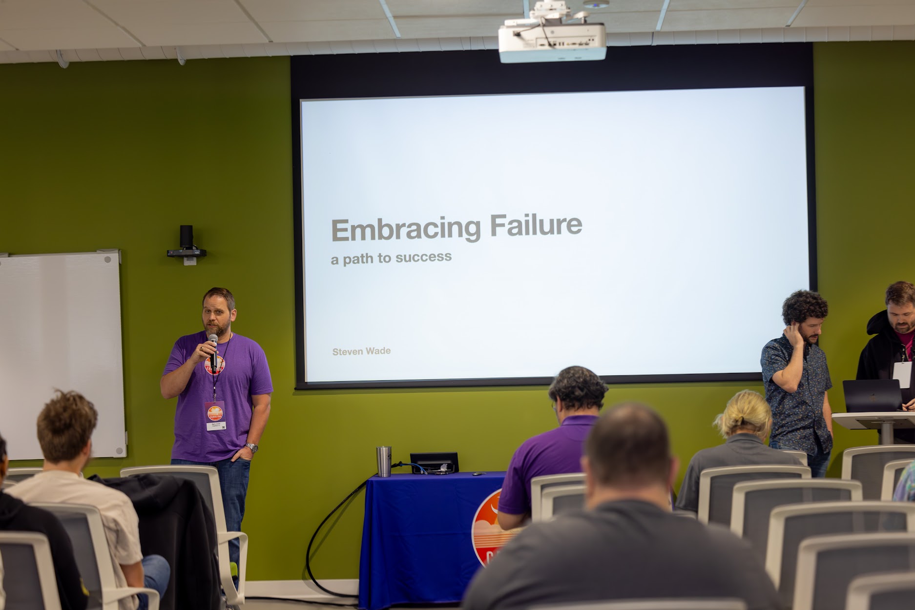 Steven Wade speaking at the 2024 Carolina Code Conference