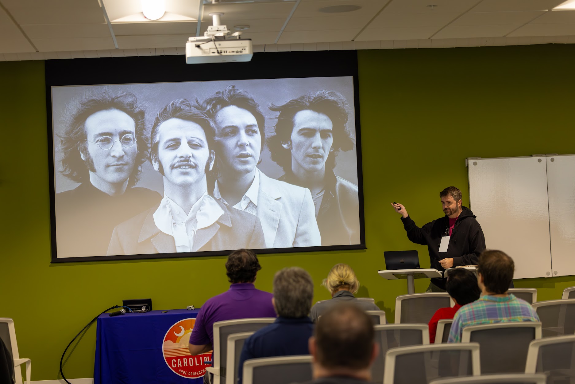 Steven Wade speaking at the 2024 Carolina Code Conference