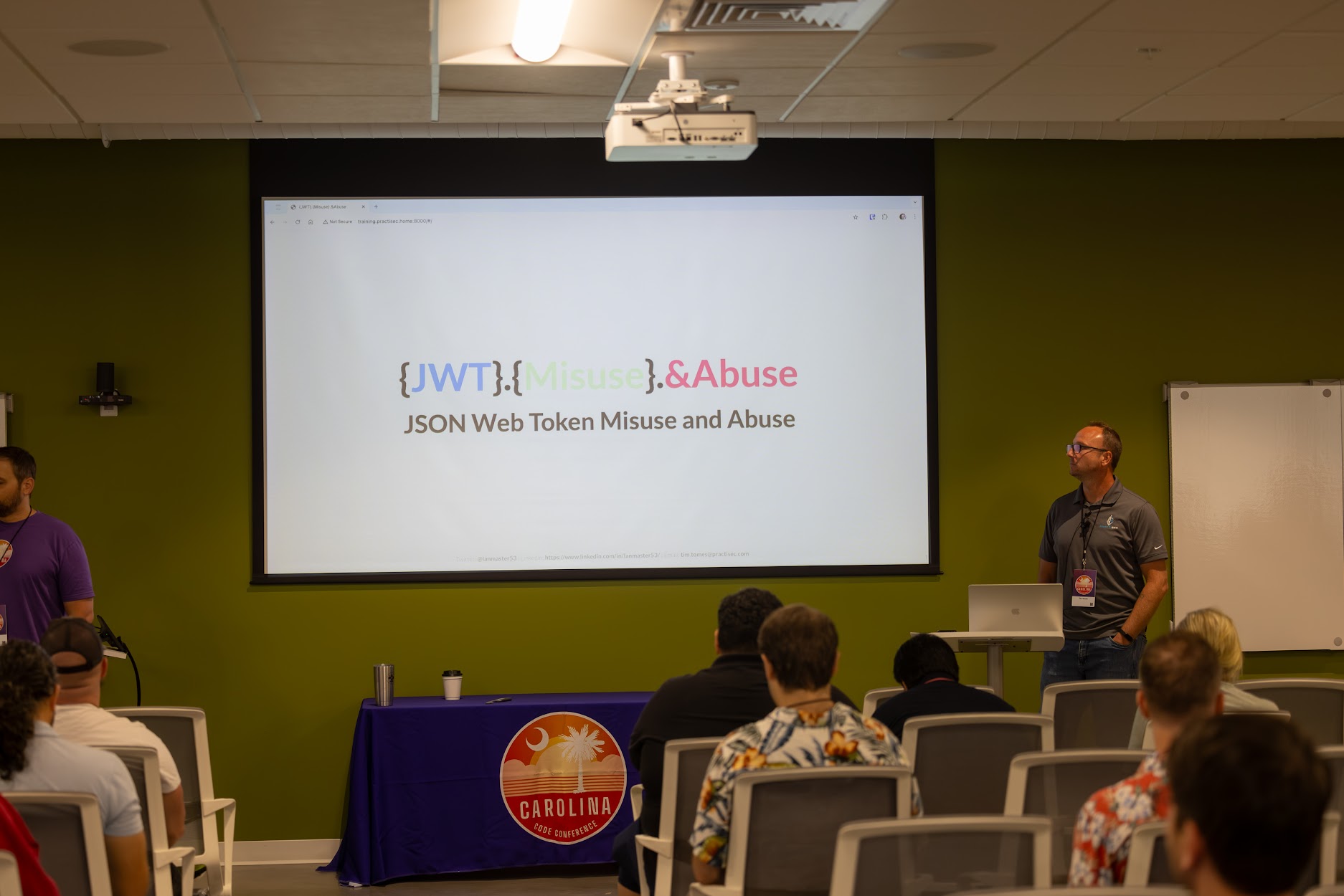 Tim Tomes speaking at the 2024 Carolina Code Conference